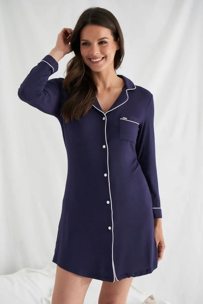 Bamboo Nightshirt in Midnight - Image 4