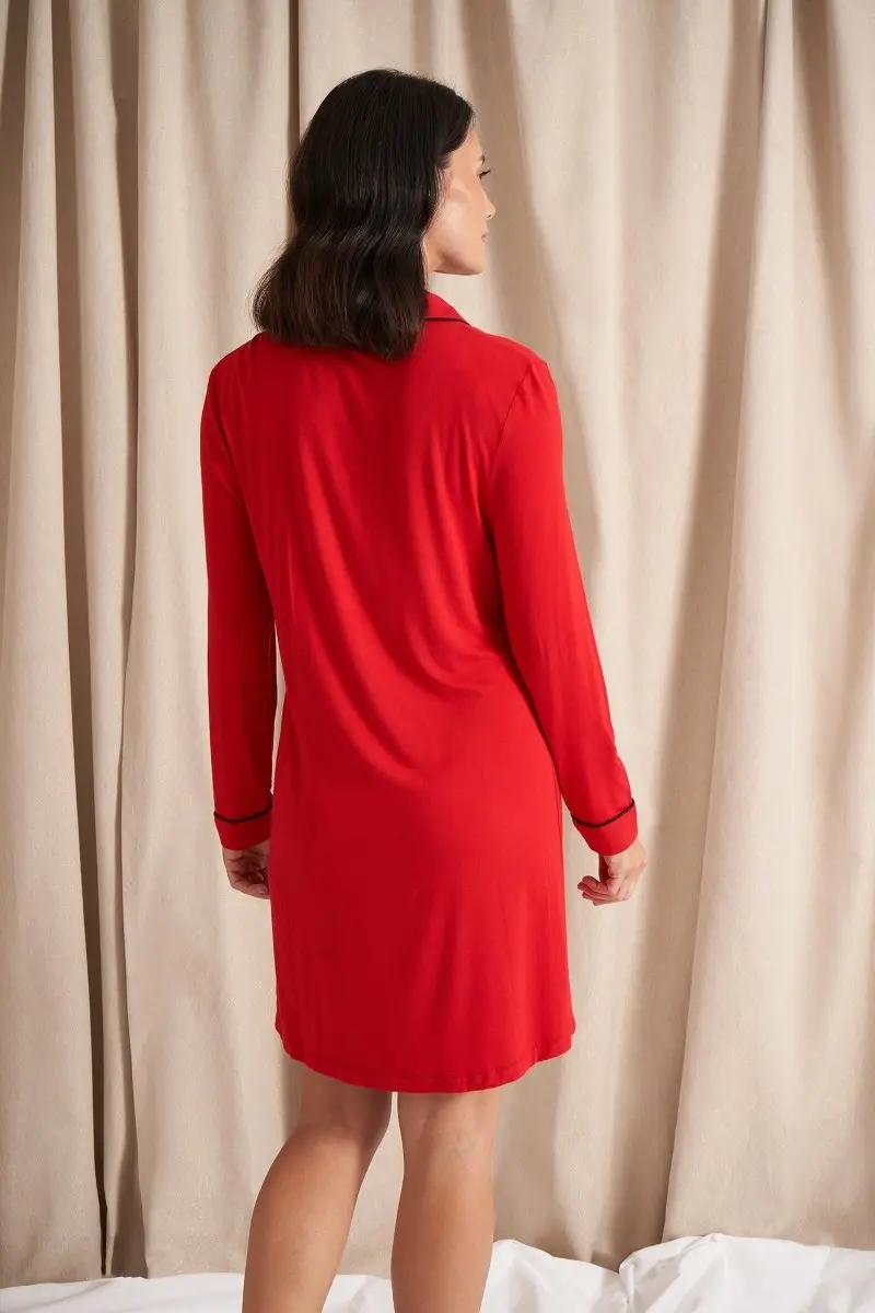 Bamboo Nightshirt in Red - Image 3
