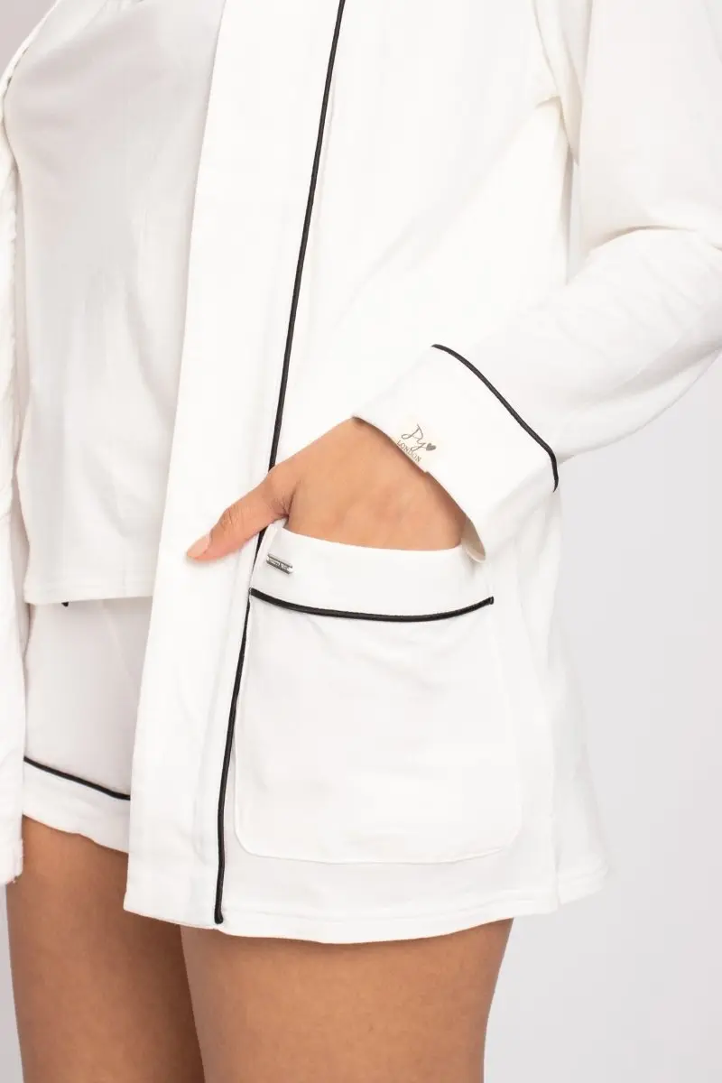 Bamboo Nightwear Jacket in Cream - Image 4