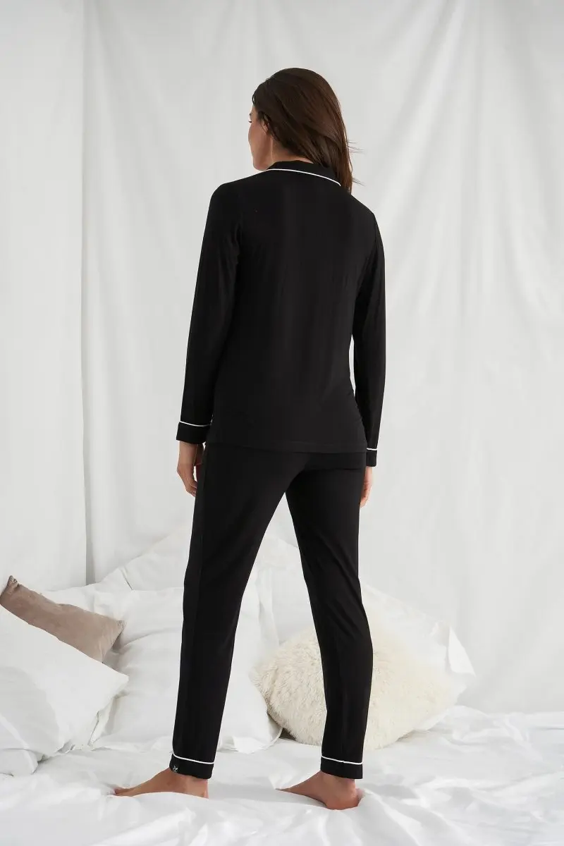 Bamboo Pyjama Set in Black - Image 3