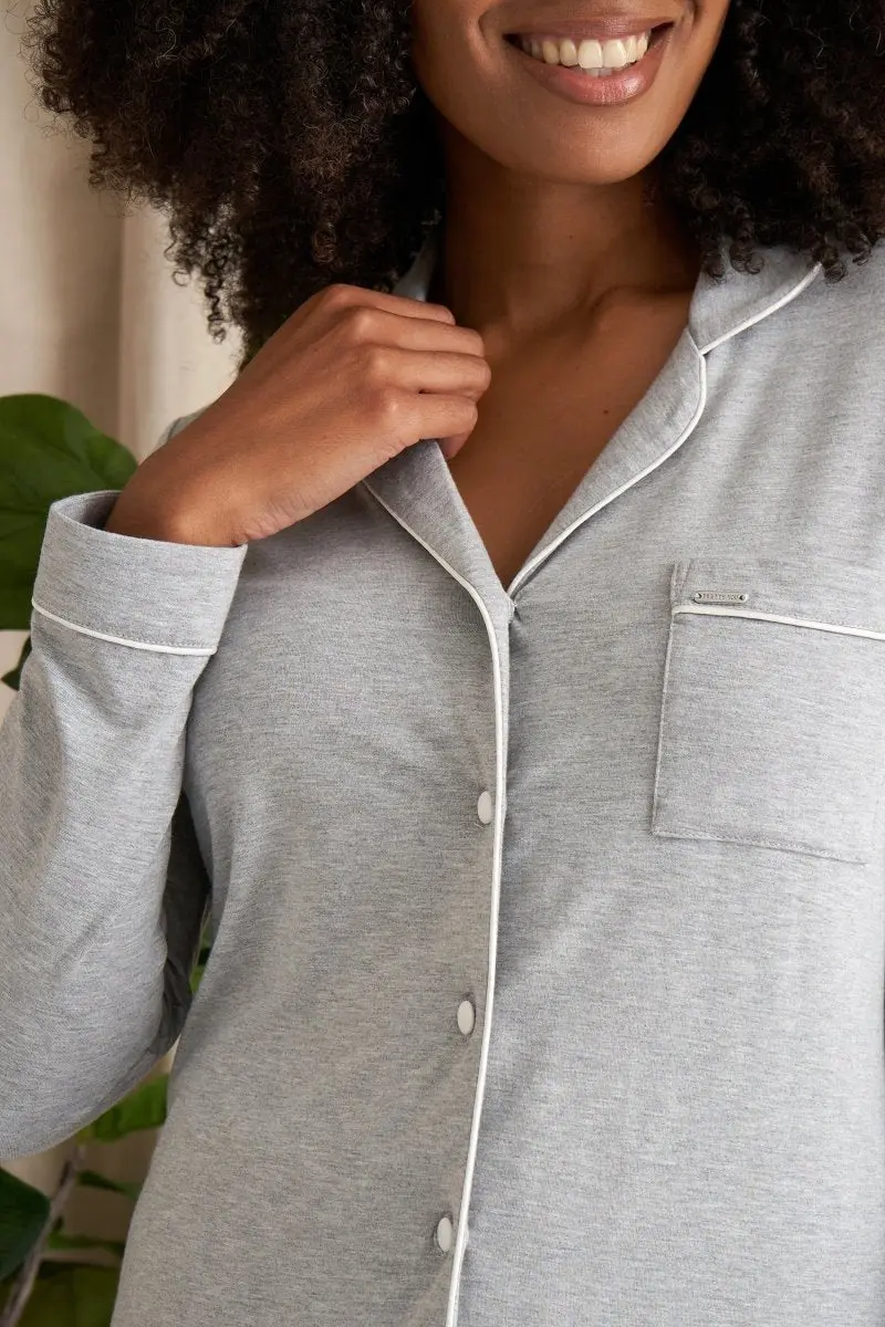 Bamboo Pyjama Set in Grey Marl - Image 2
