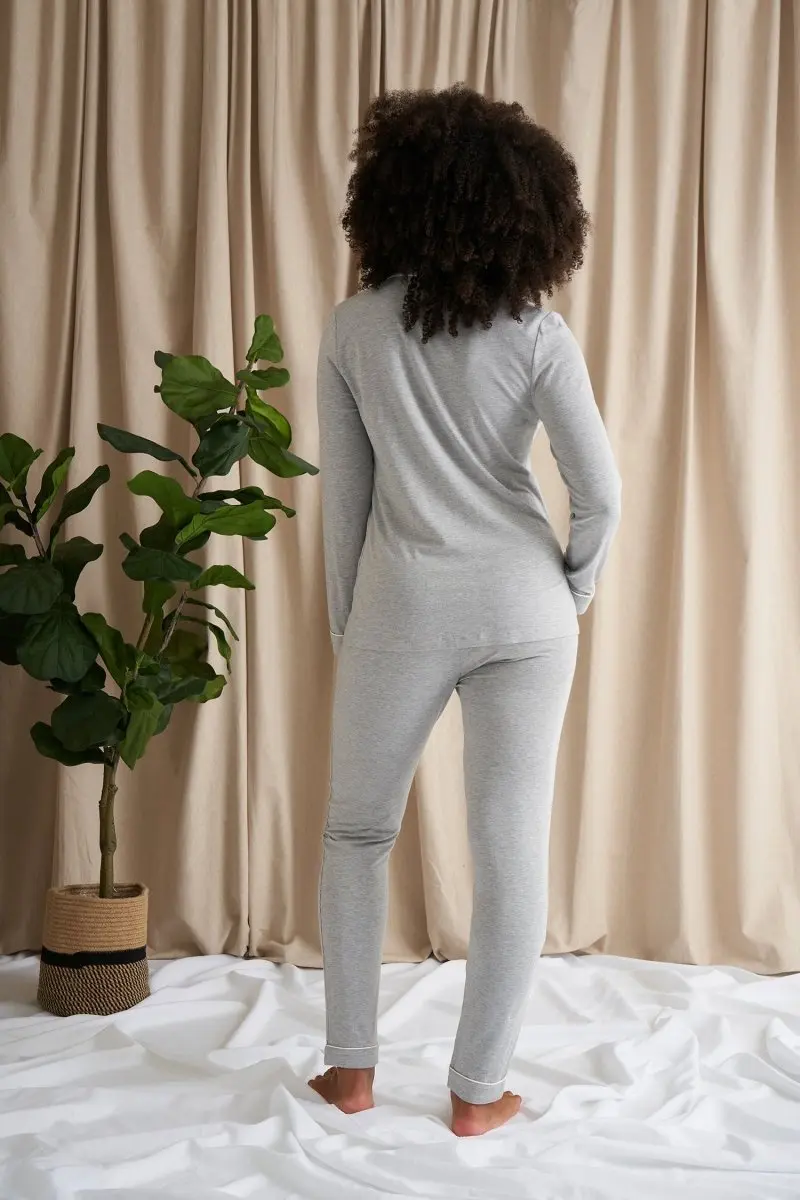 Bamboo Pyjama Set in Grey Marl - Image 3