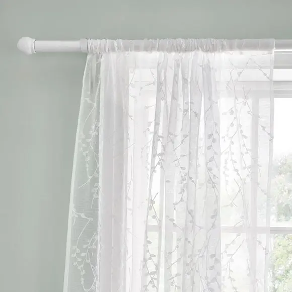 Belle Embroidery Slot Top Voile Curtains