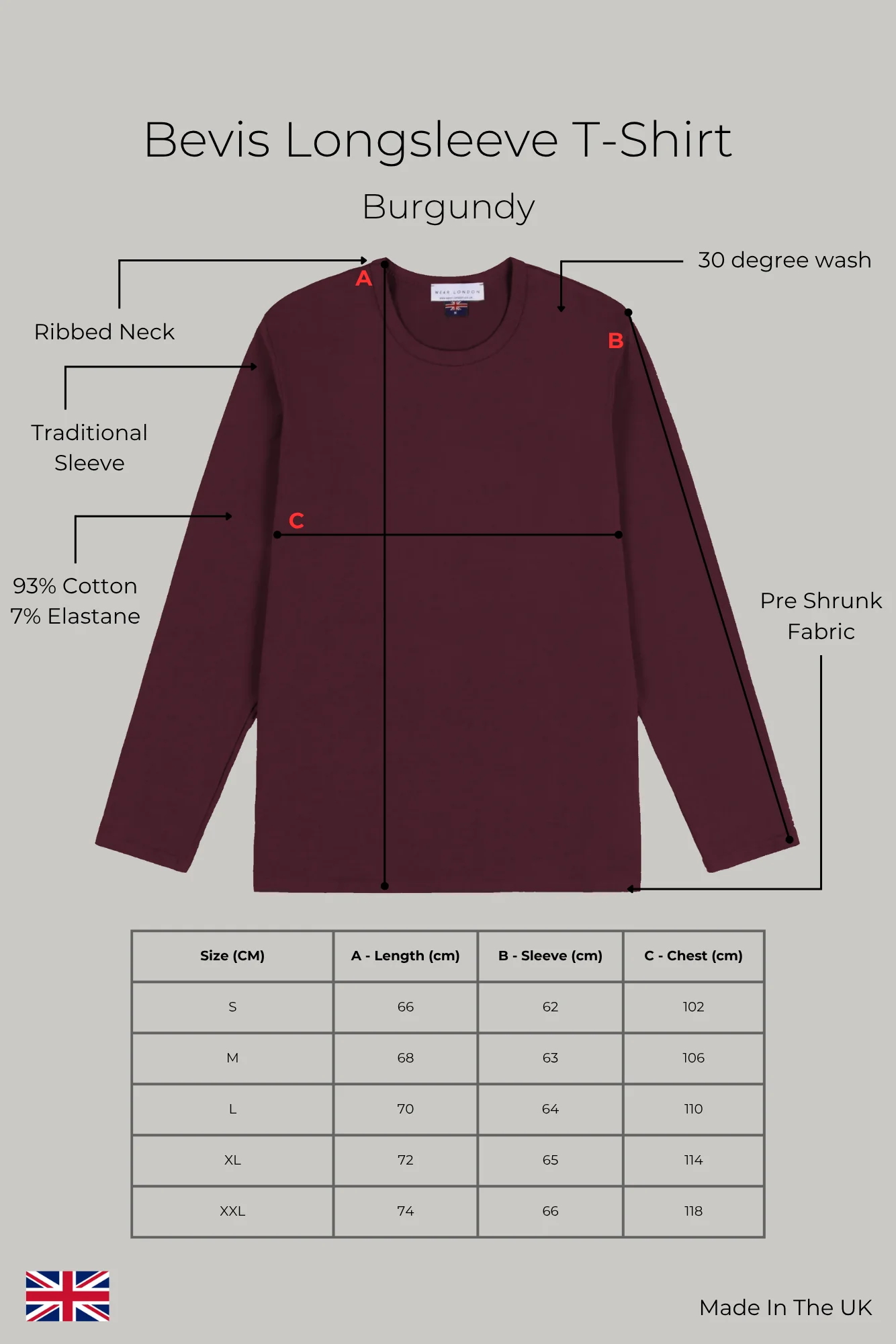 Bevis Long Sleeve Cotton T-shirt - Burgundy - Image 3