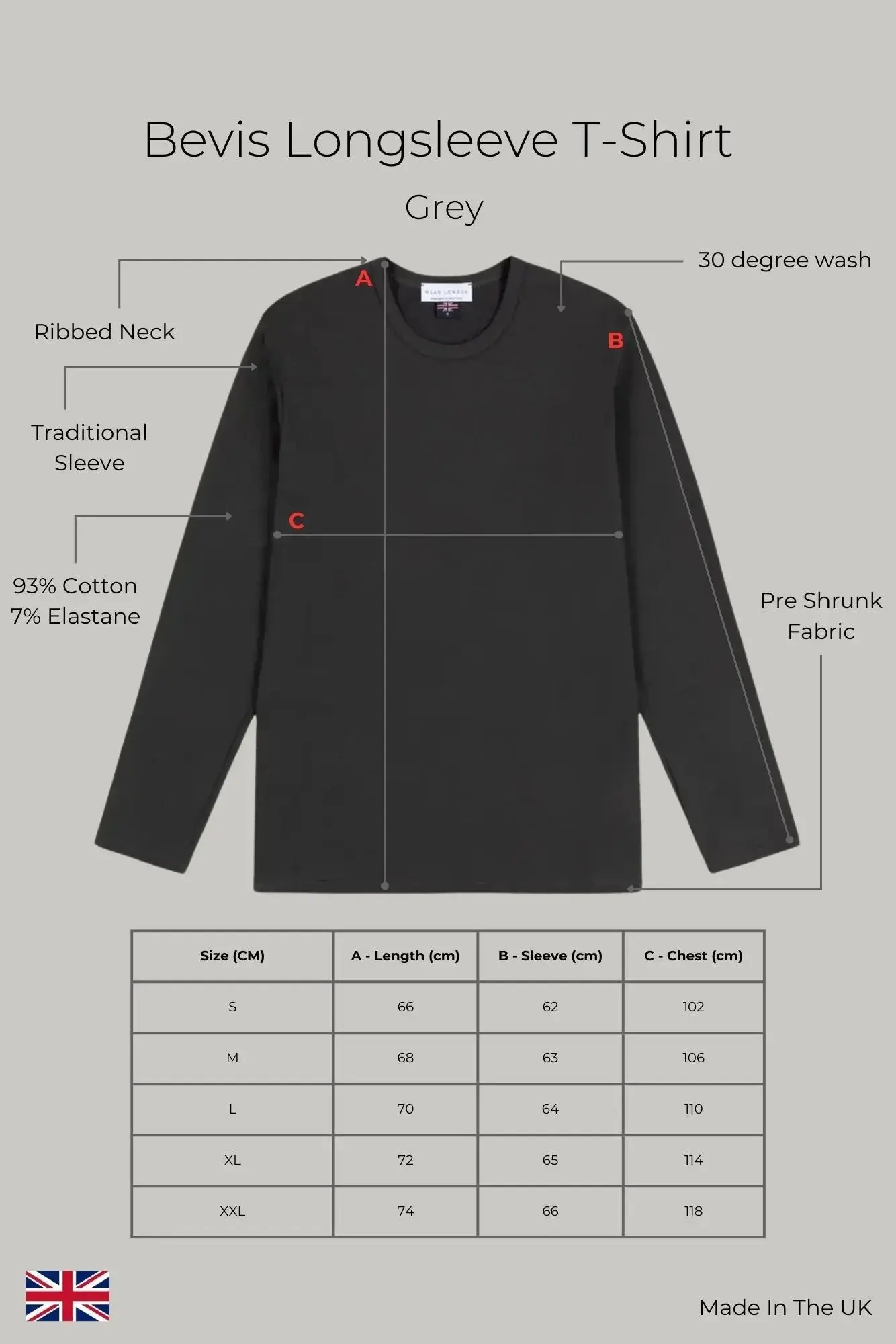 Bevis Long Sleeve Cotton T-shirt - Grey - Image 2