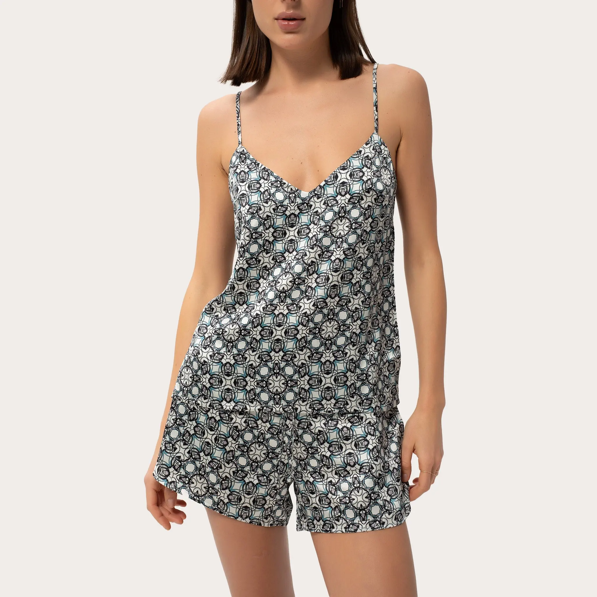 Black Crystal Neo Geo Silk Camisole - Image 6