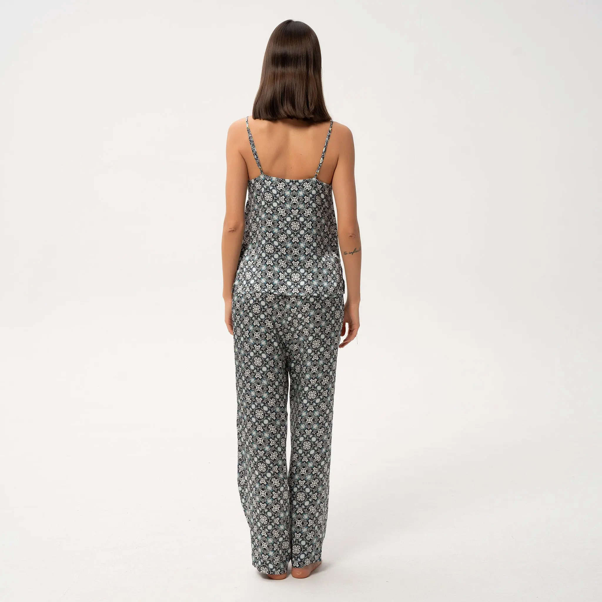 Black Crystal Neo Geo Silk Pyjama Pants - Image 12