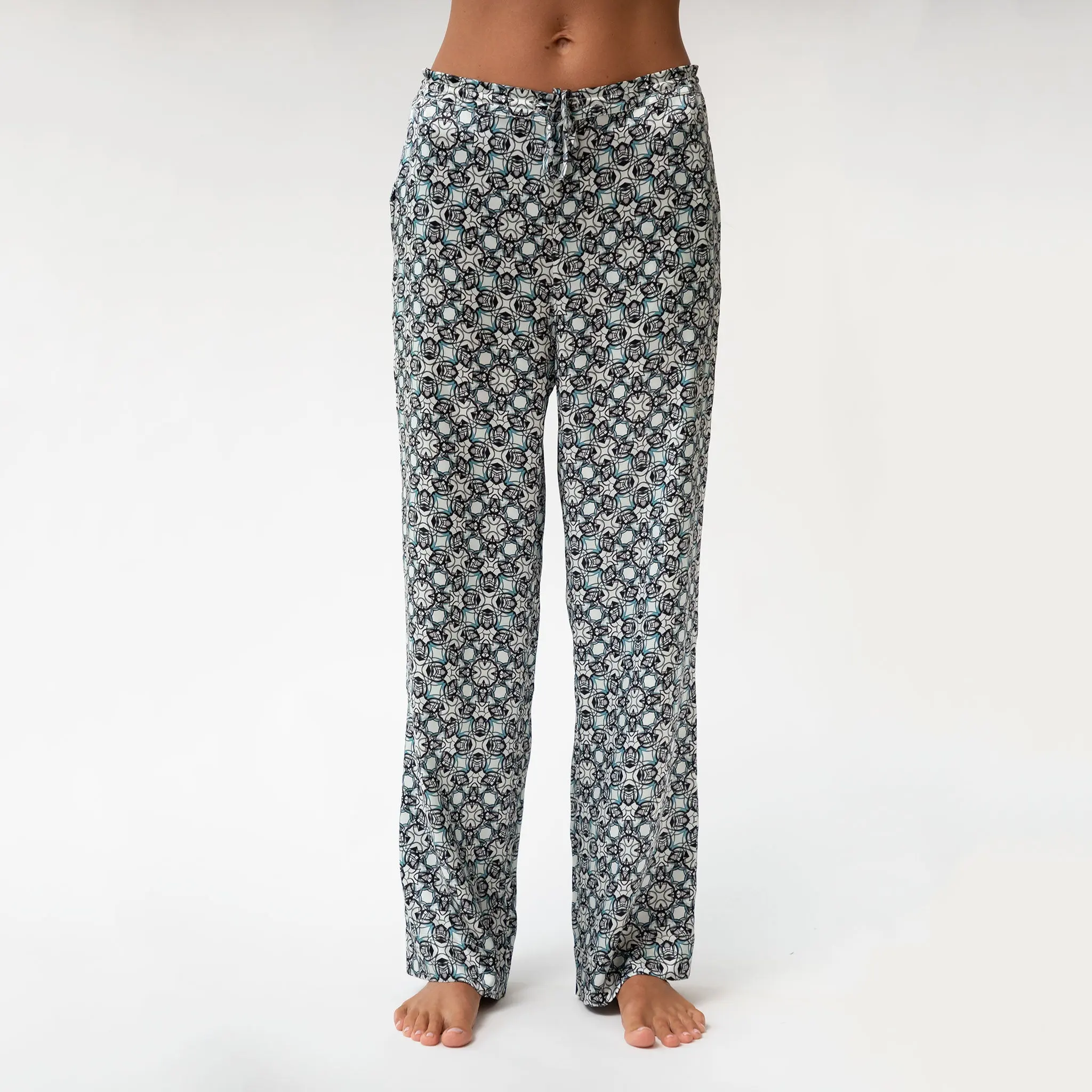 Black Crystal Neo Geo Silk Pyjama Pants - Image 2