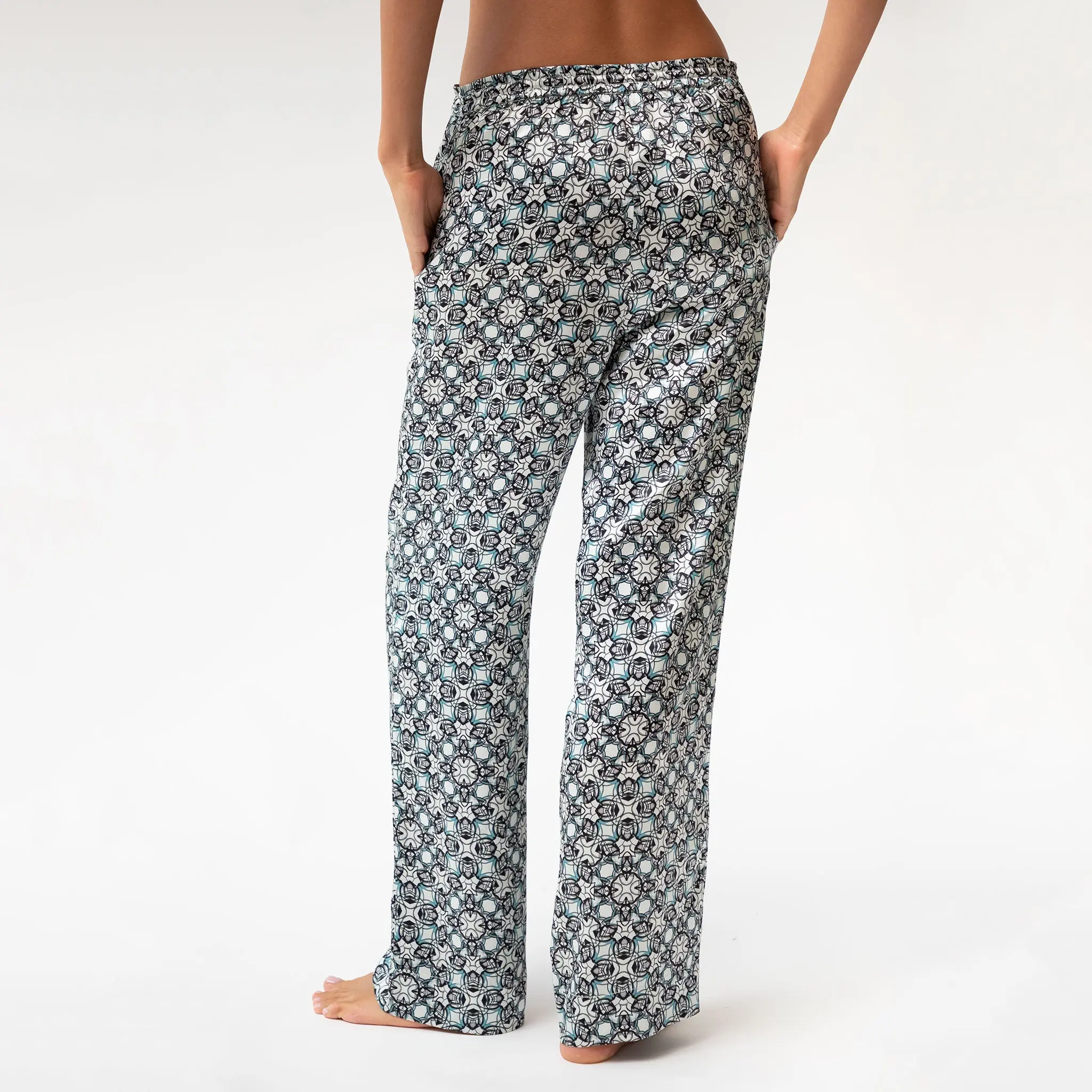 Black Crystal Neo Geo Silk Pyjama Pants - Image 4