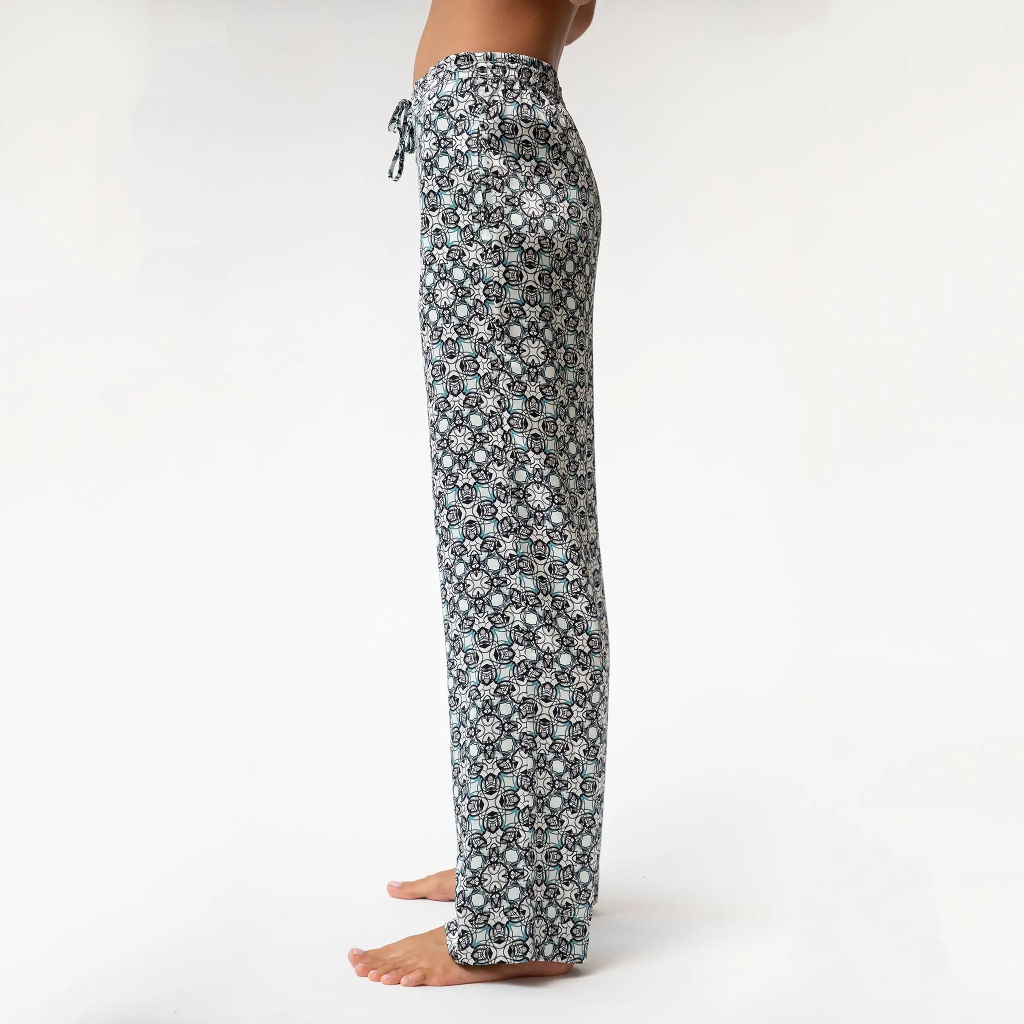 Black Crystal Neo Geo Silk Pyjama Pants - Image 5