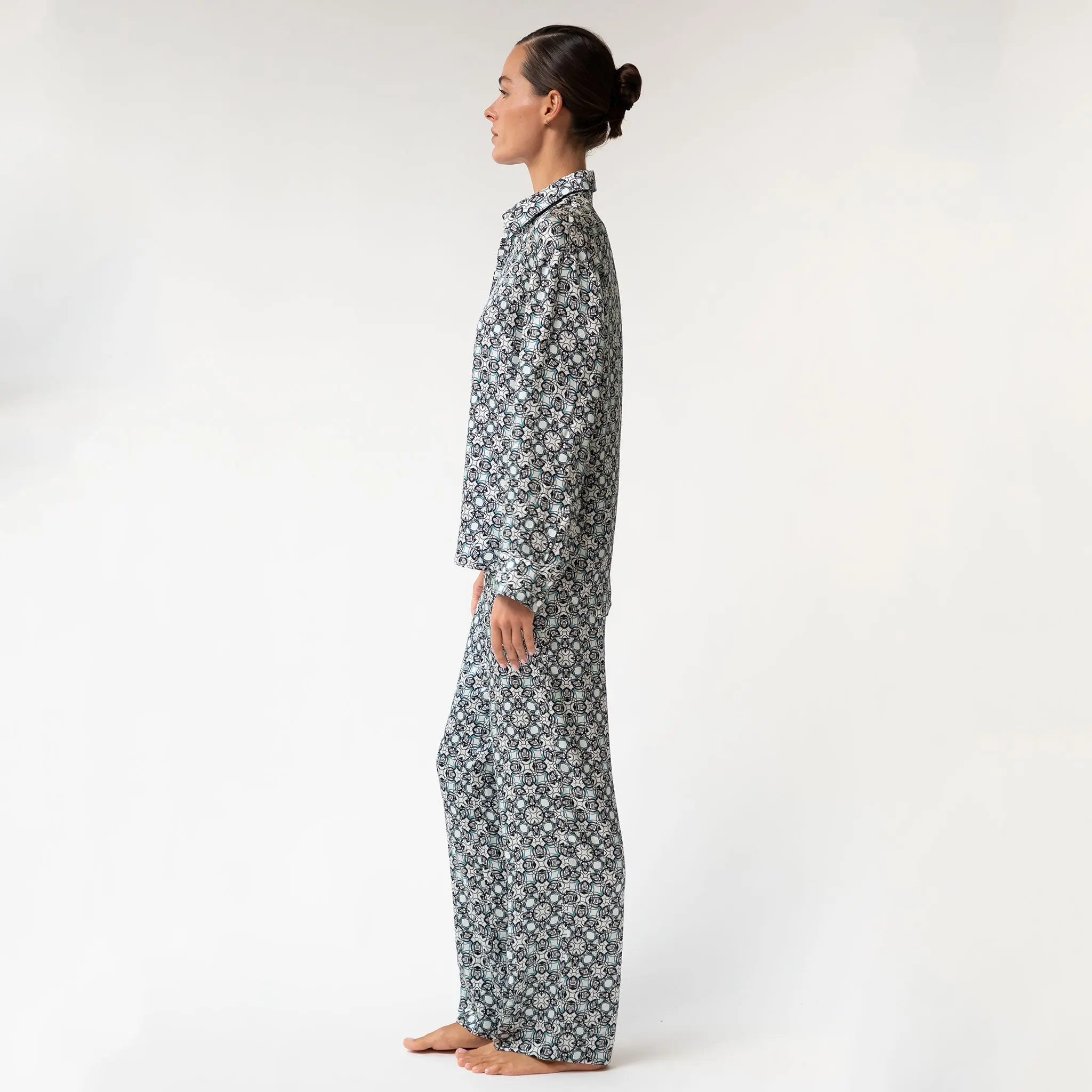Black Crystal Neo Geo Silk Pyjama Pants - Image 7