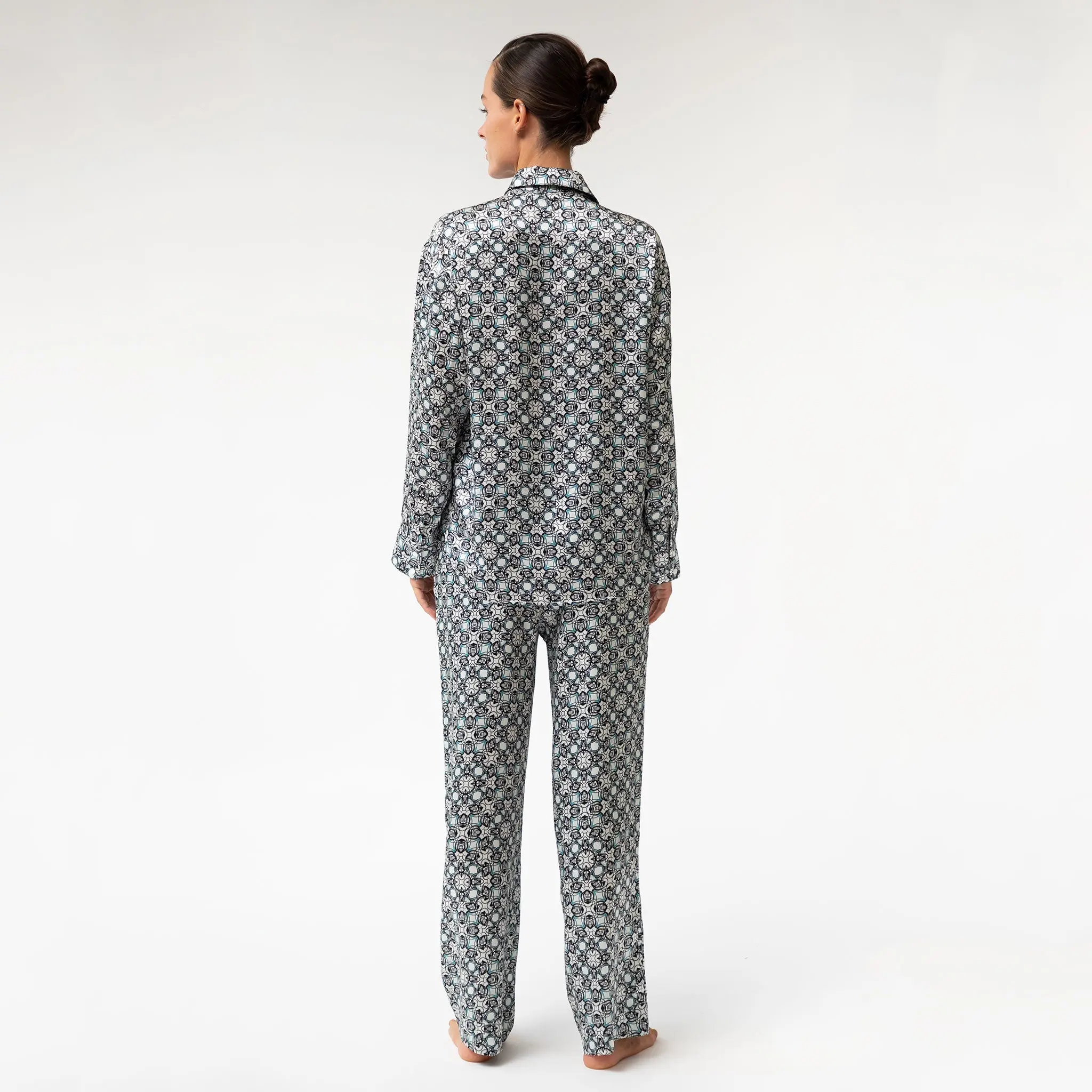 Black Crystal Neo Geo Silk Pyjama Pants - Image 8