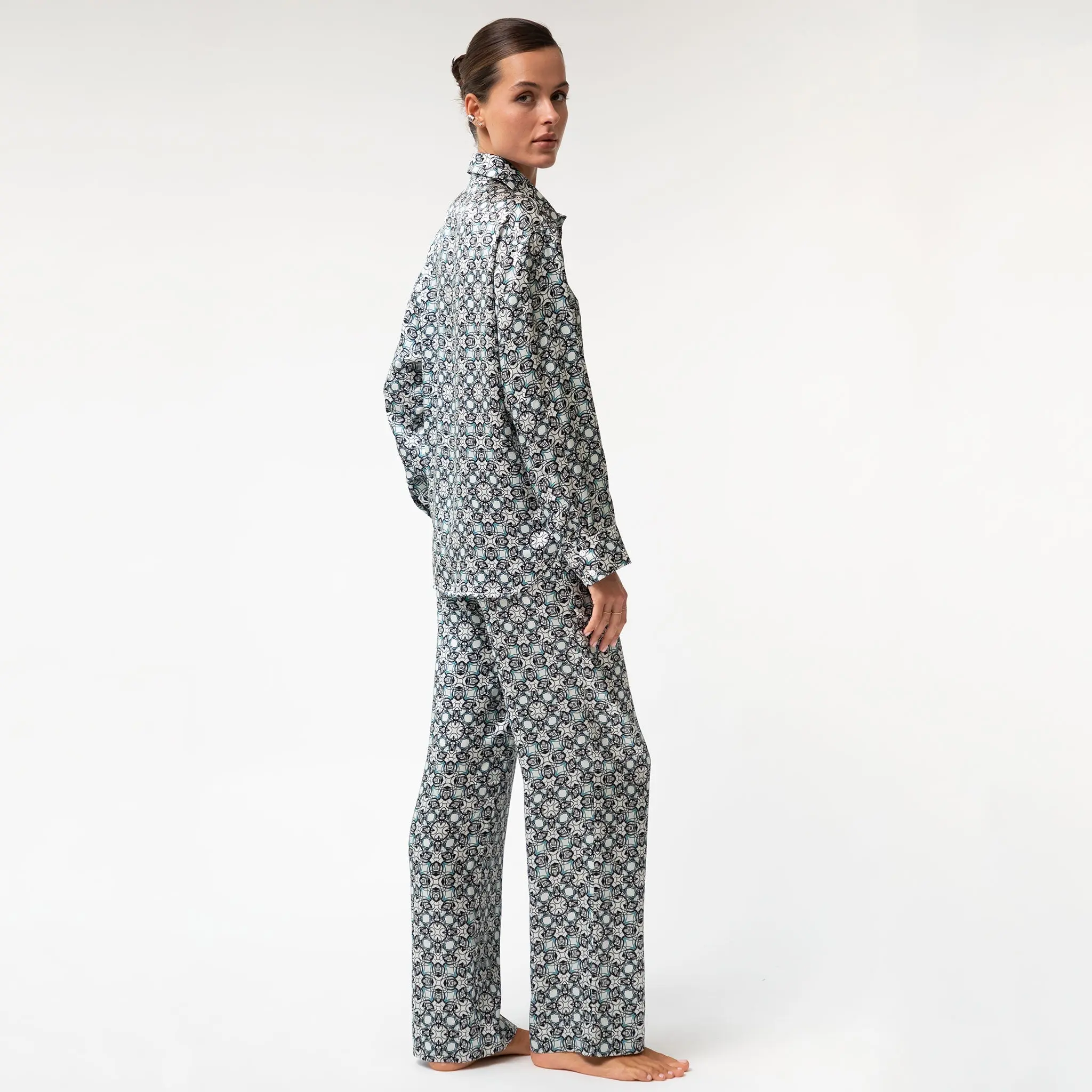 Black Crystal Neo Geo Silk Pyjama Pants - Image 9