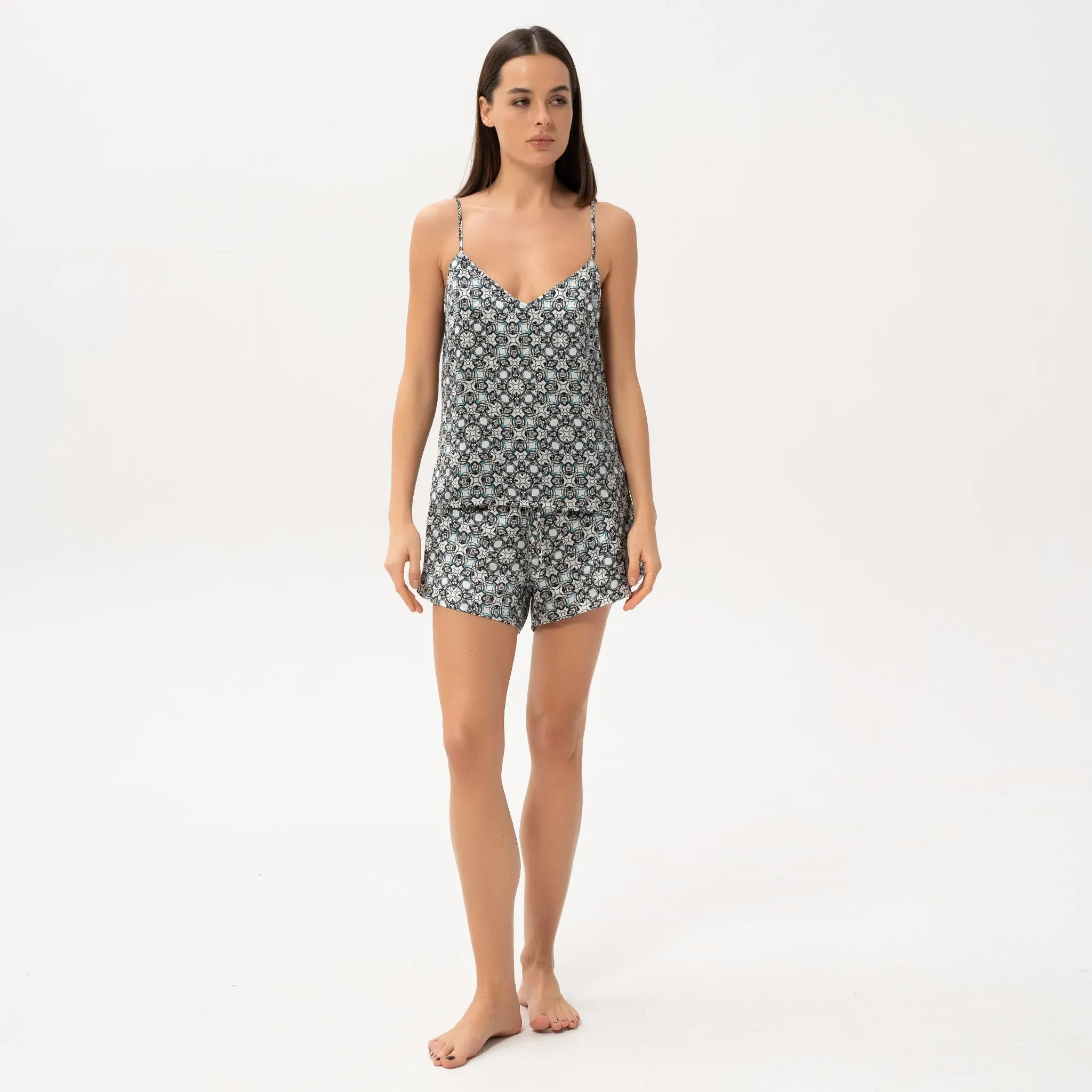Black Crystal Neo Geo Silk Shorts - Image 12
