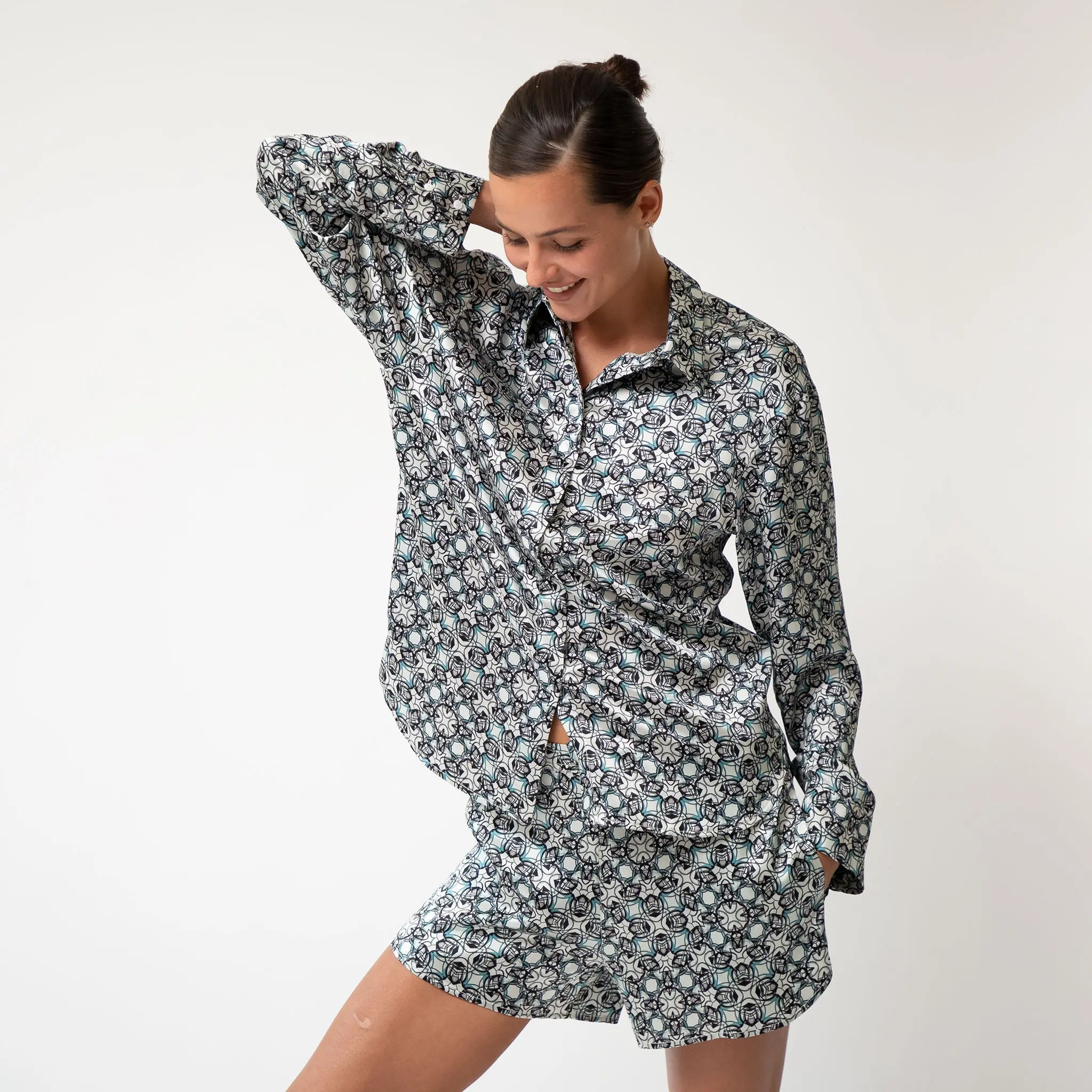 Black Crystal Neo Geo Silk Shorts - Image 2