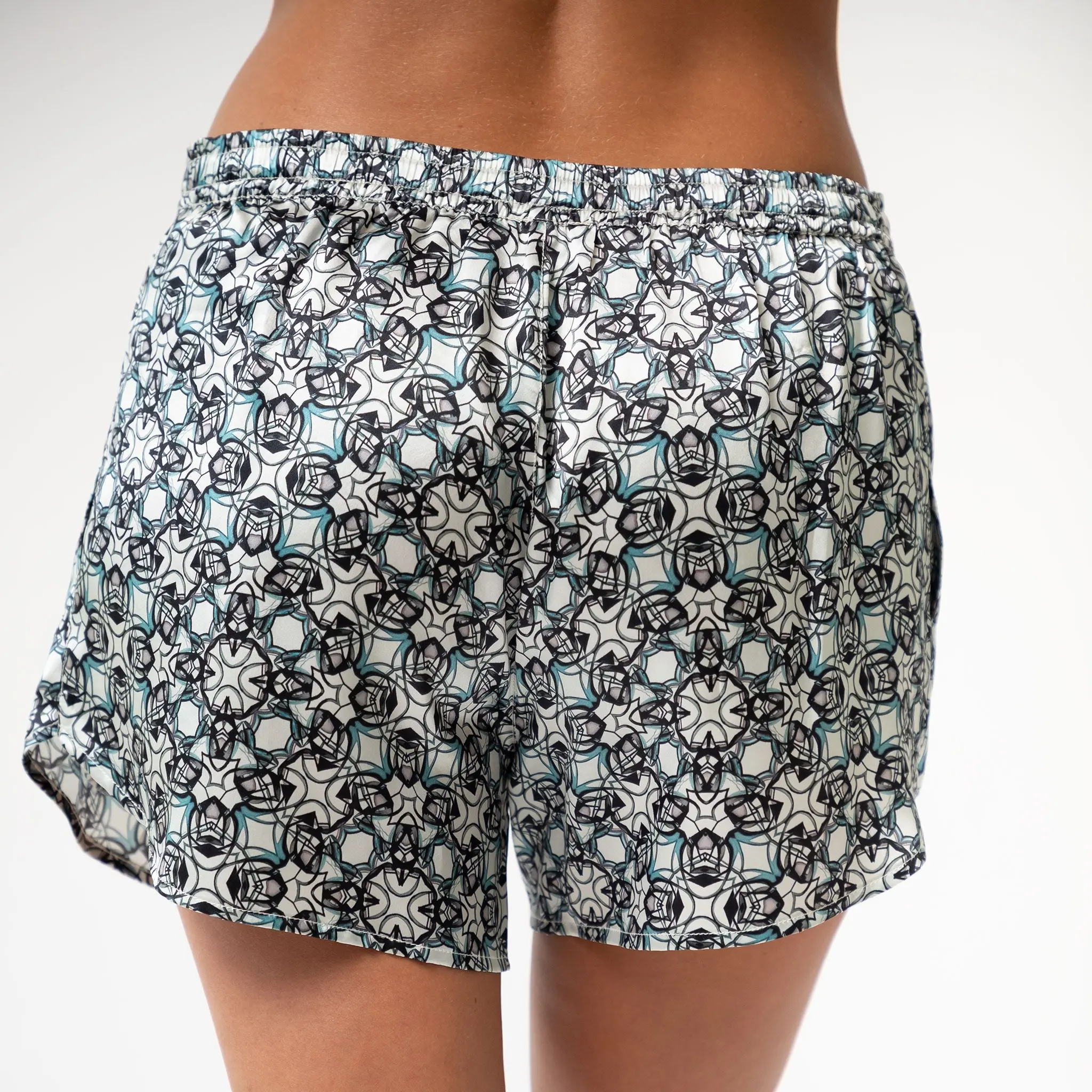 Black Crystal Neo Geo Silk Shorts - Image 5