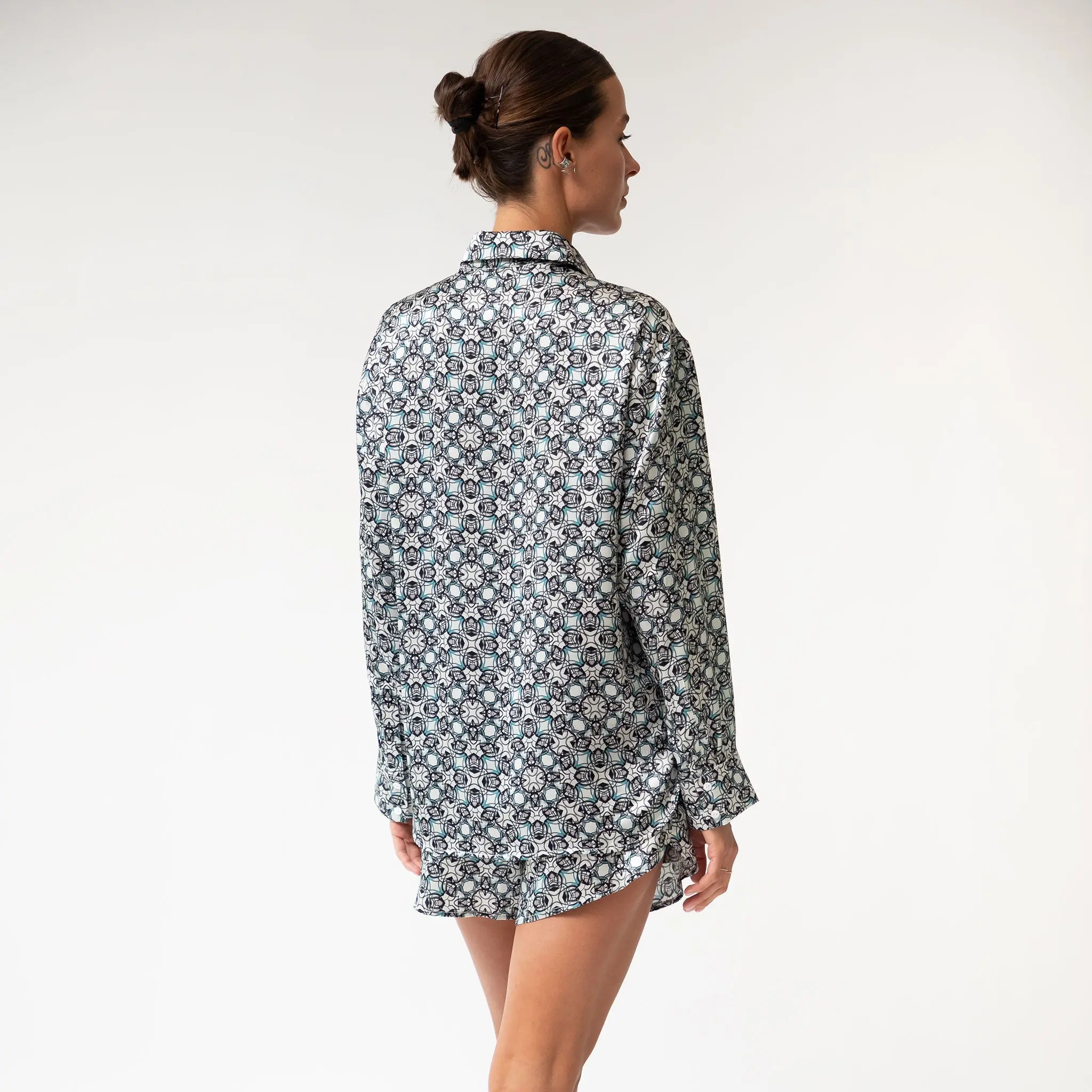 Black Crystal Neo Geo Silk Shorts - Image 8