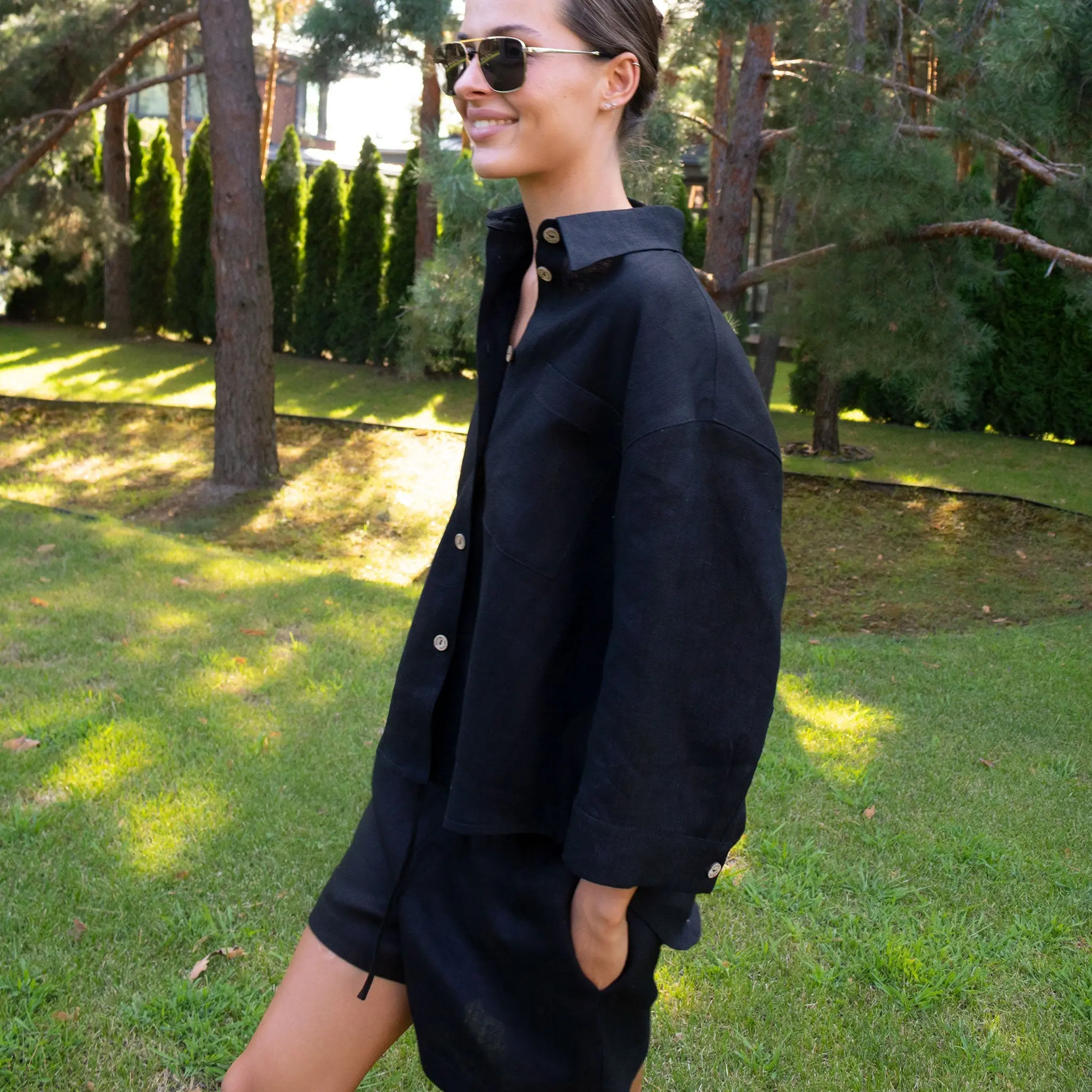 Black Heavy Linen Shirt Perfect Days - Image 14