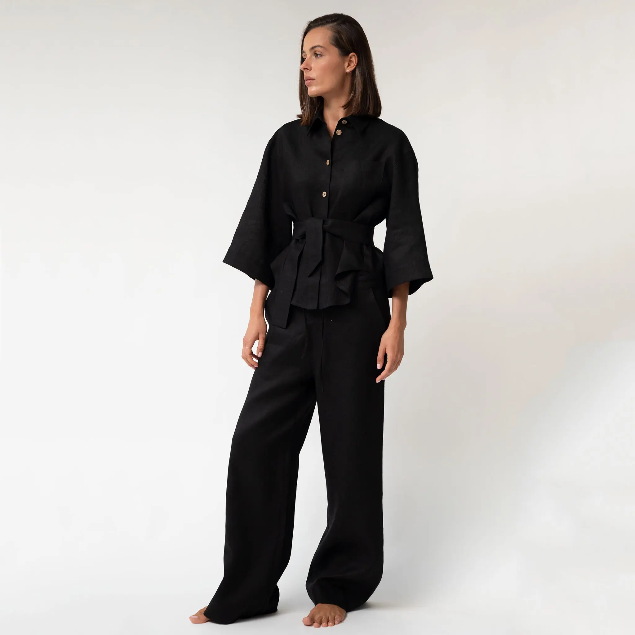 Black Heavy Linen Shirt Perfect Days - Image 2