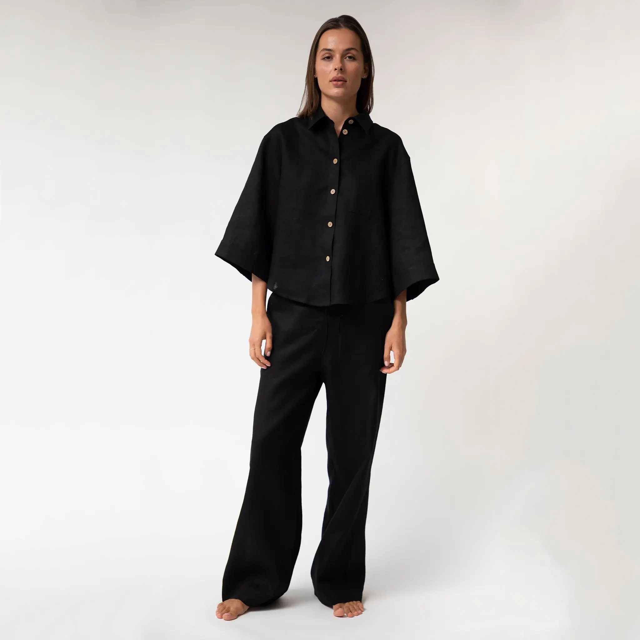 Black Heavy Linen Shirt Perfect Days - Image 6