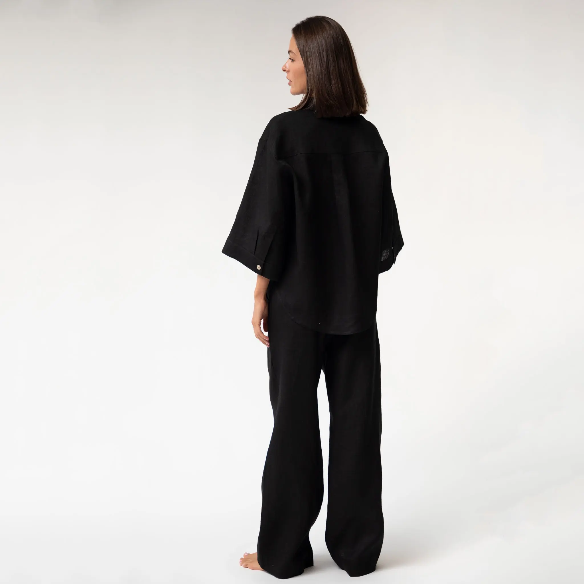 Black Heavy Linen Shirt Perfect Days - Image 7