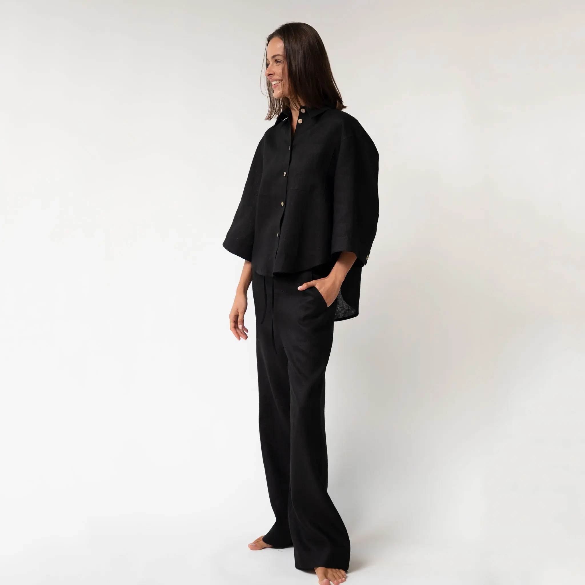 Black Heavy Linen Shirt Perfect Days - Image 8