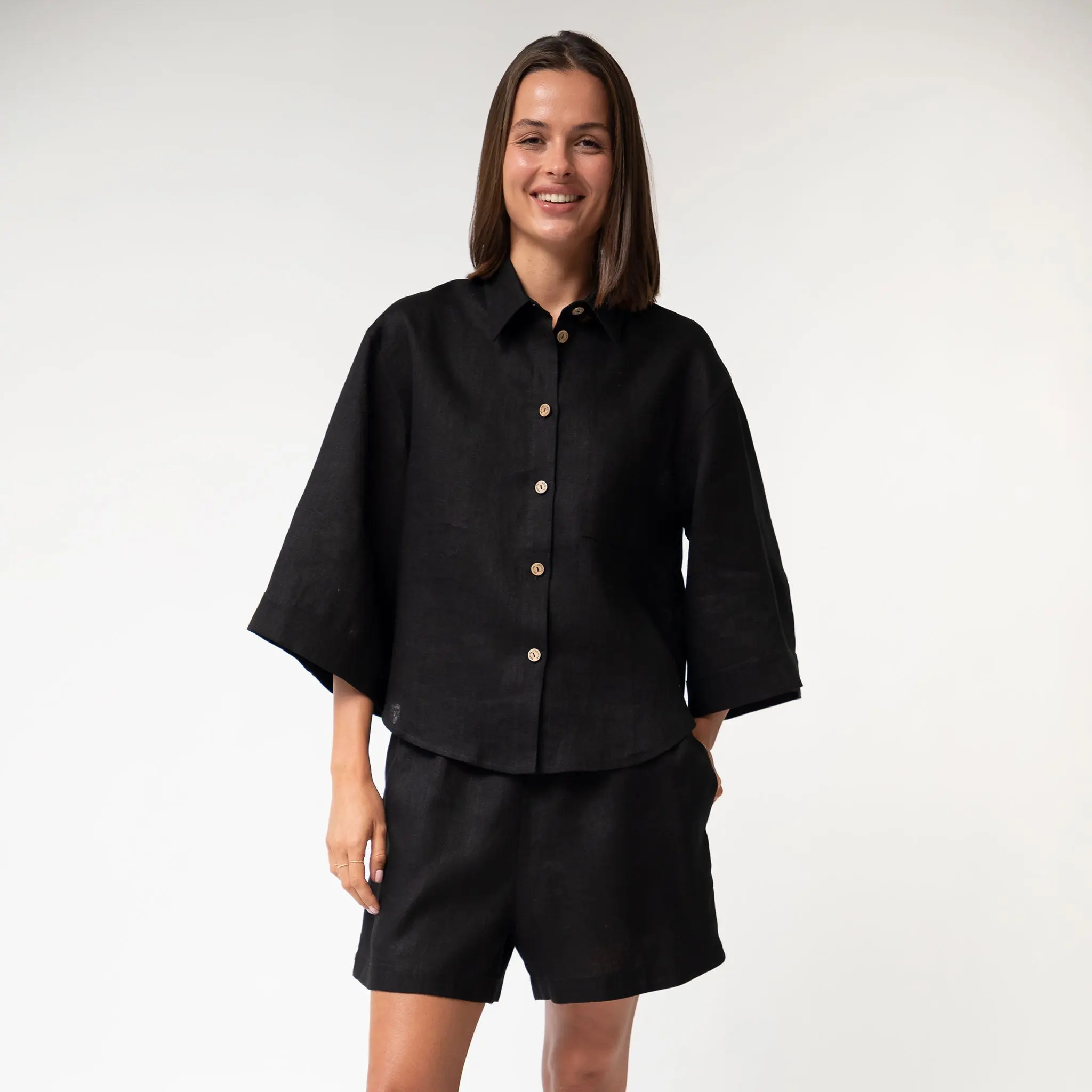 Black Heavy Linen Shorts Perfect Days - Image 6