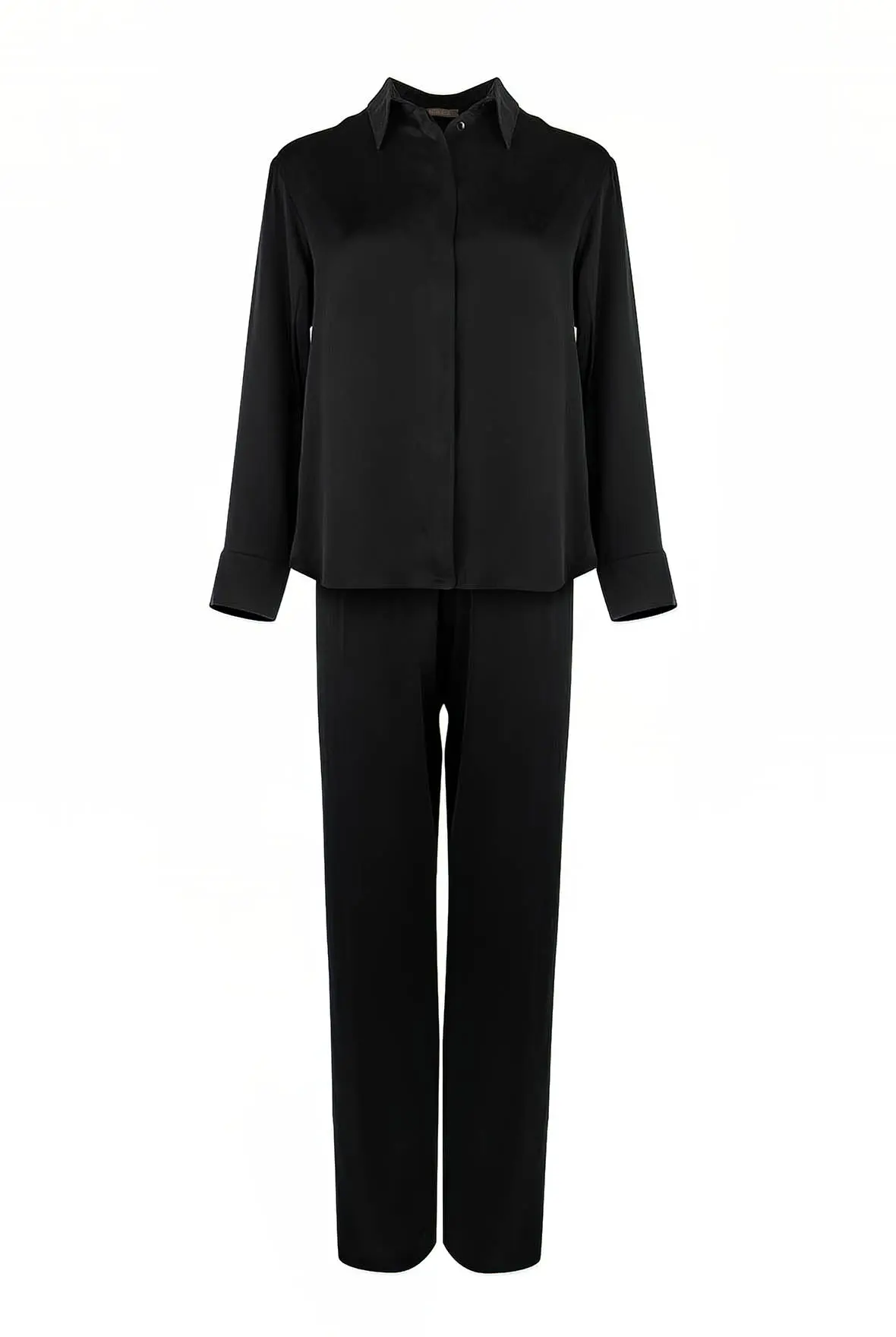 Black Silk Dreamscape Pyjama Shirt - Image 8