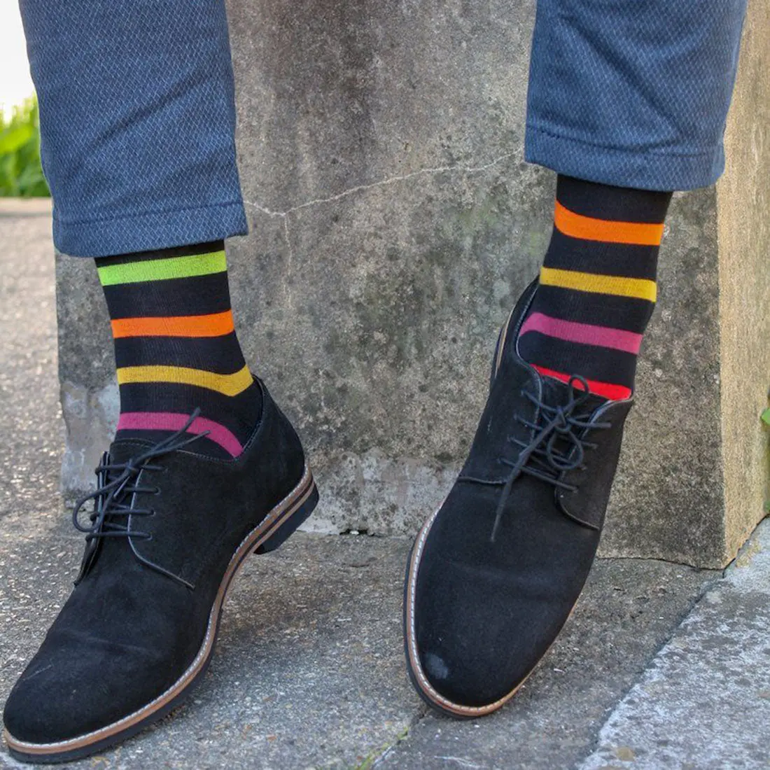 Black Small Striped Bamboo Socks - Image 2