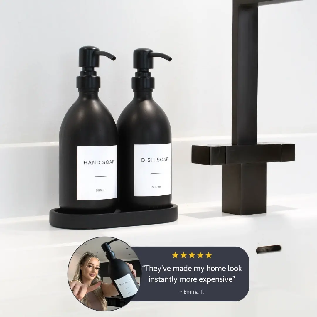 Black Tray & Matte Black Dispenser Double Set - Image 3