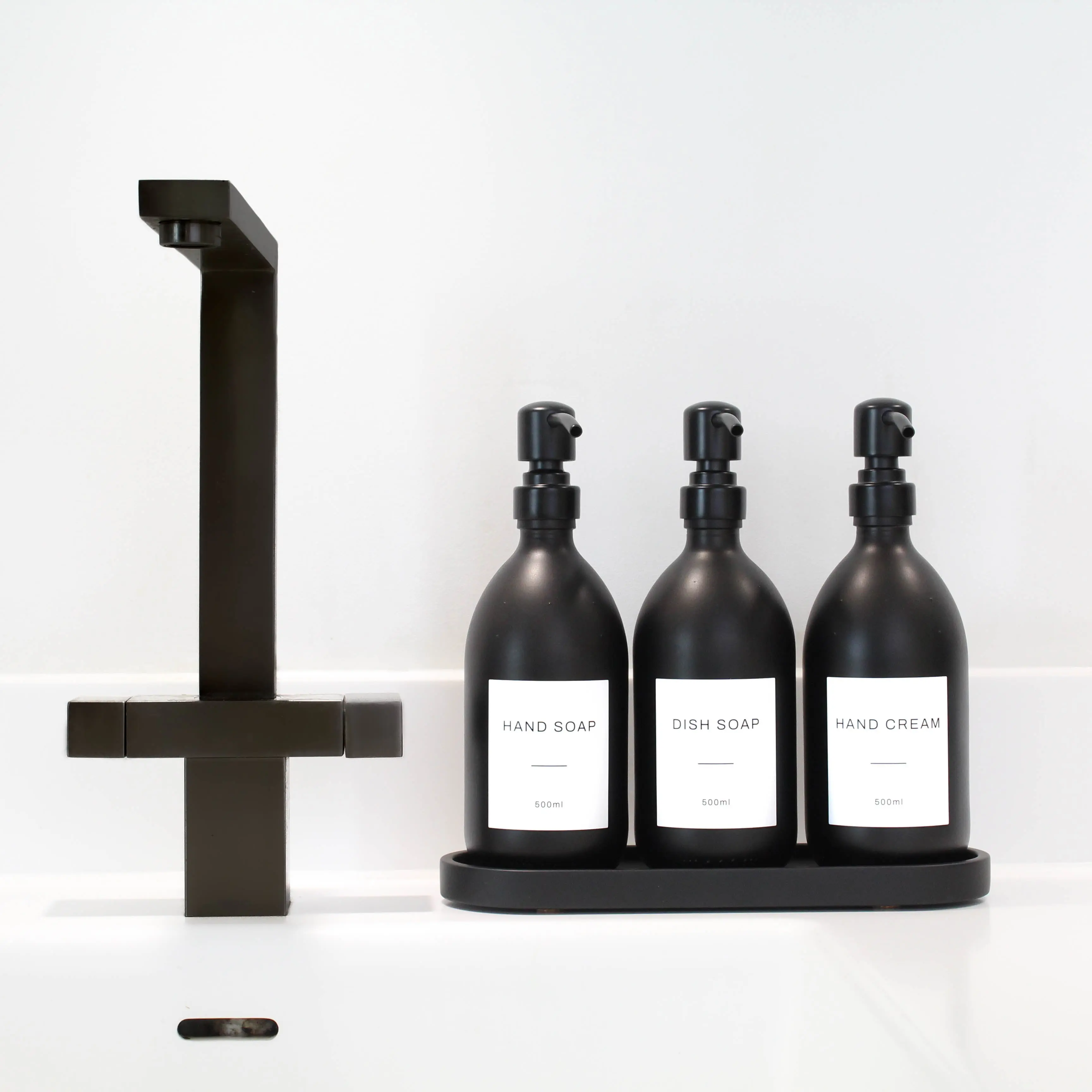 Black Tray & Matte Black Dispenser Triple Set - Image 4