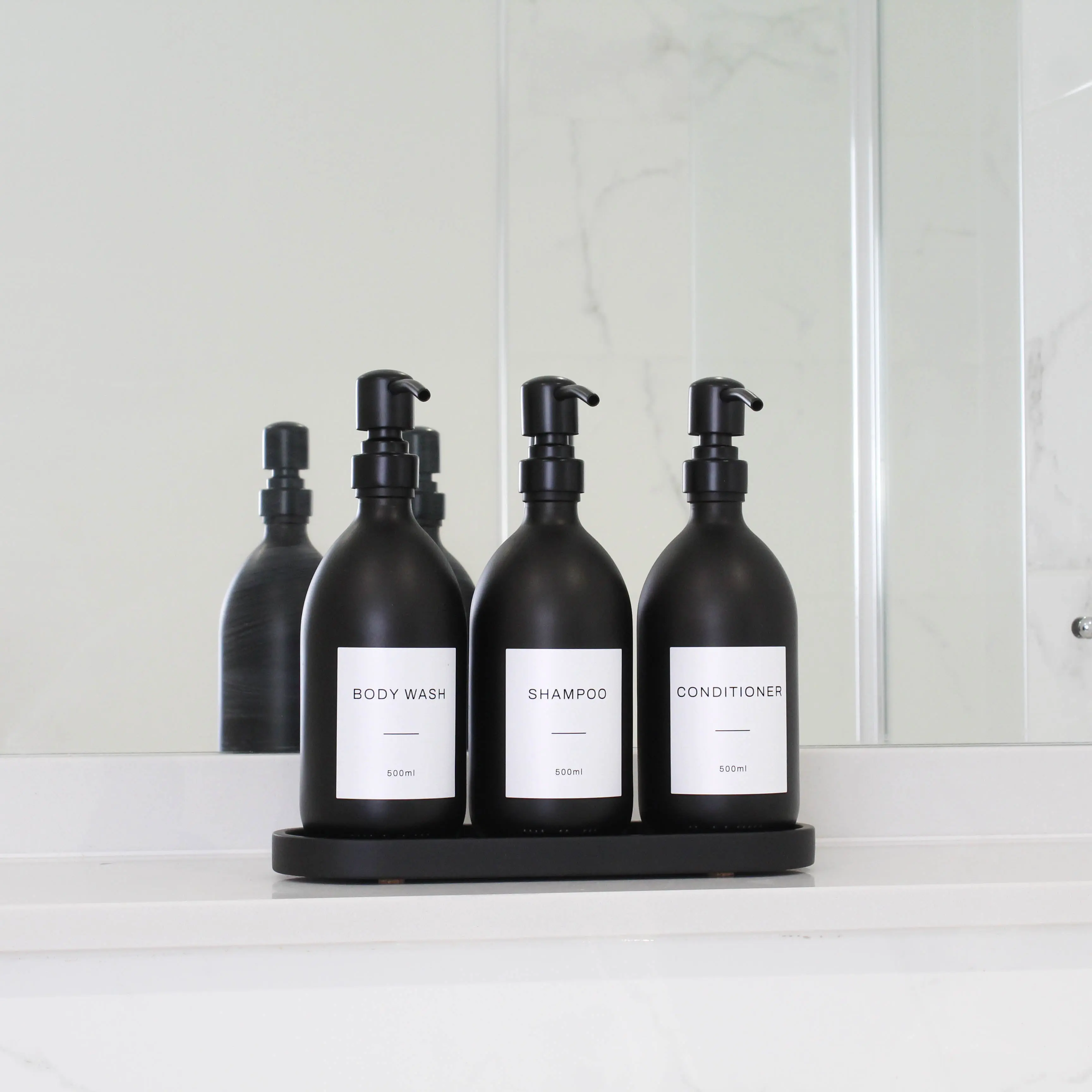 Black Tray & Matte Black Dispenser Triple Set - Image 5