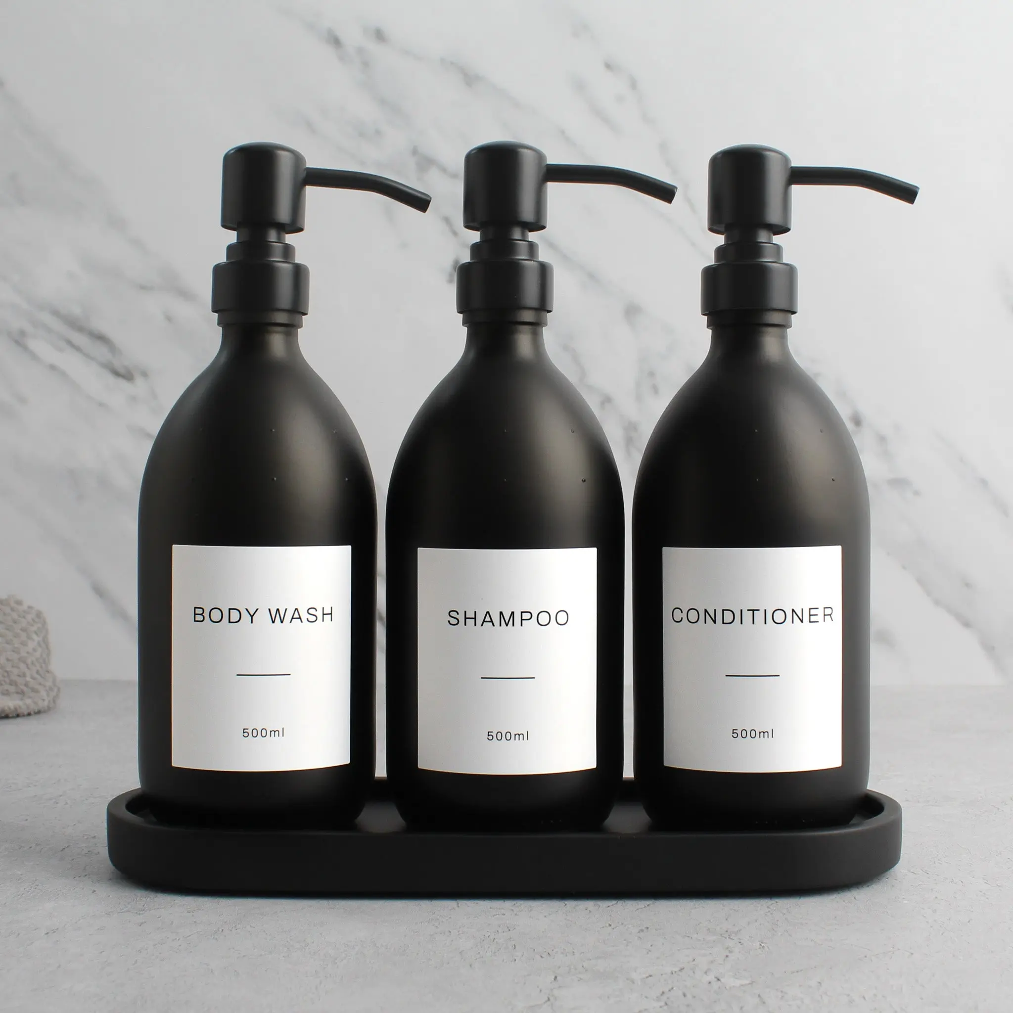 Black Tray & Matte Black Dispenser Triple Set - Image 9