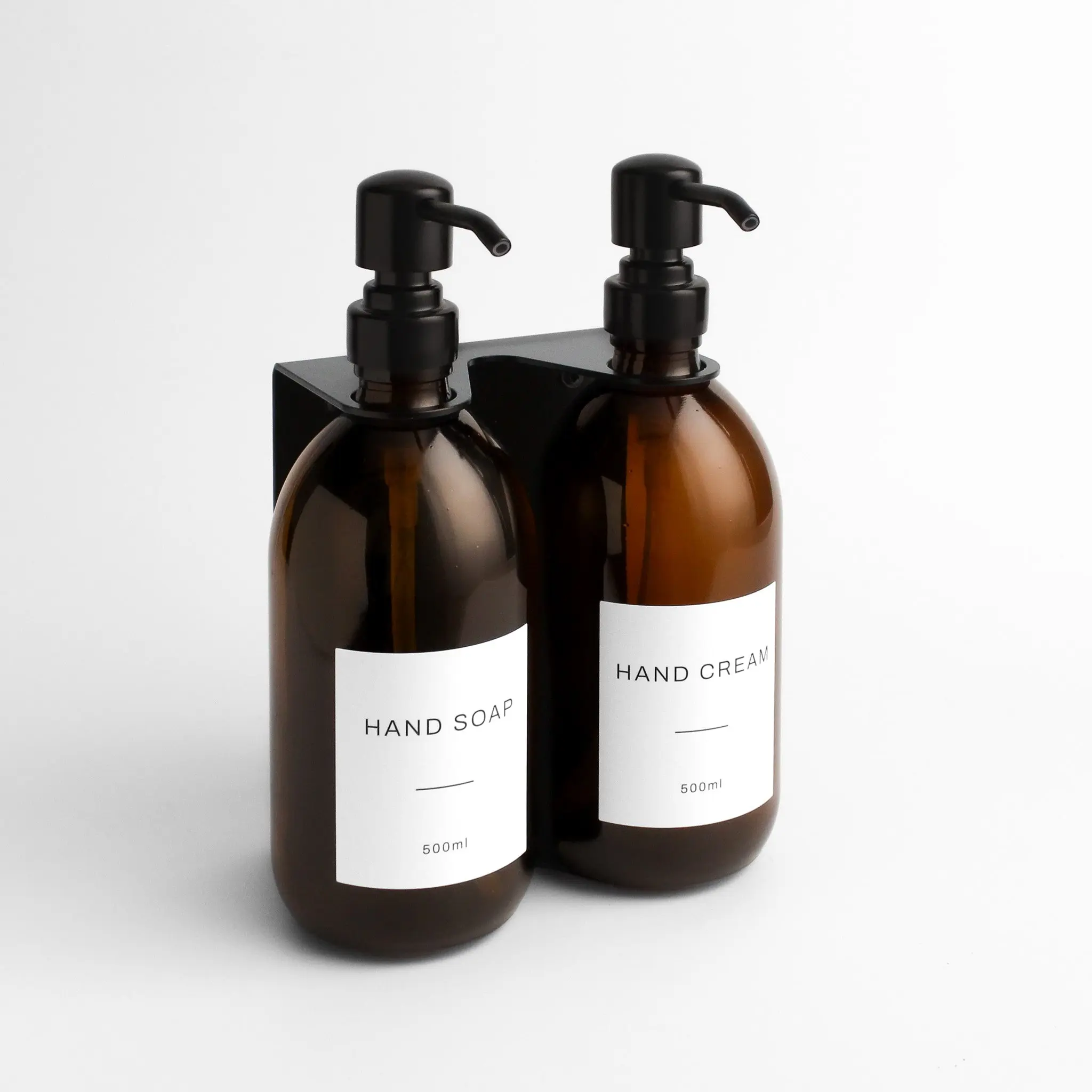 Black Wall Bracket & Amber Glass Dispenser Set