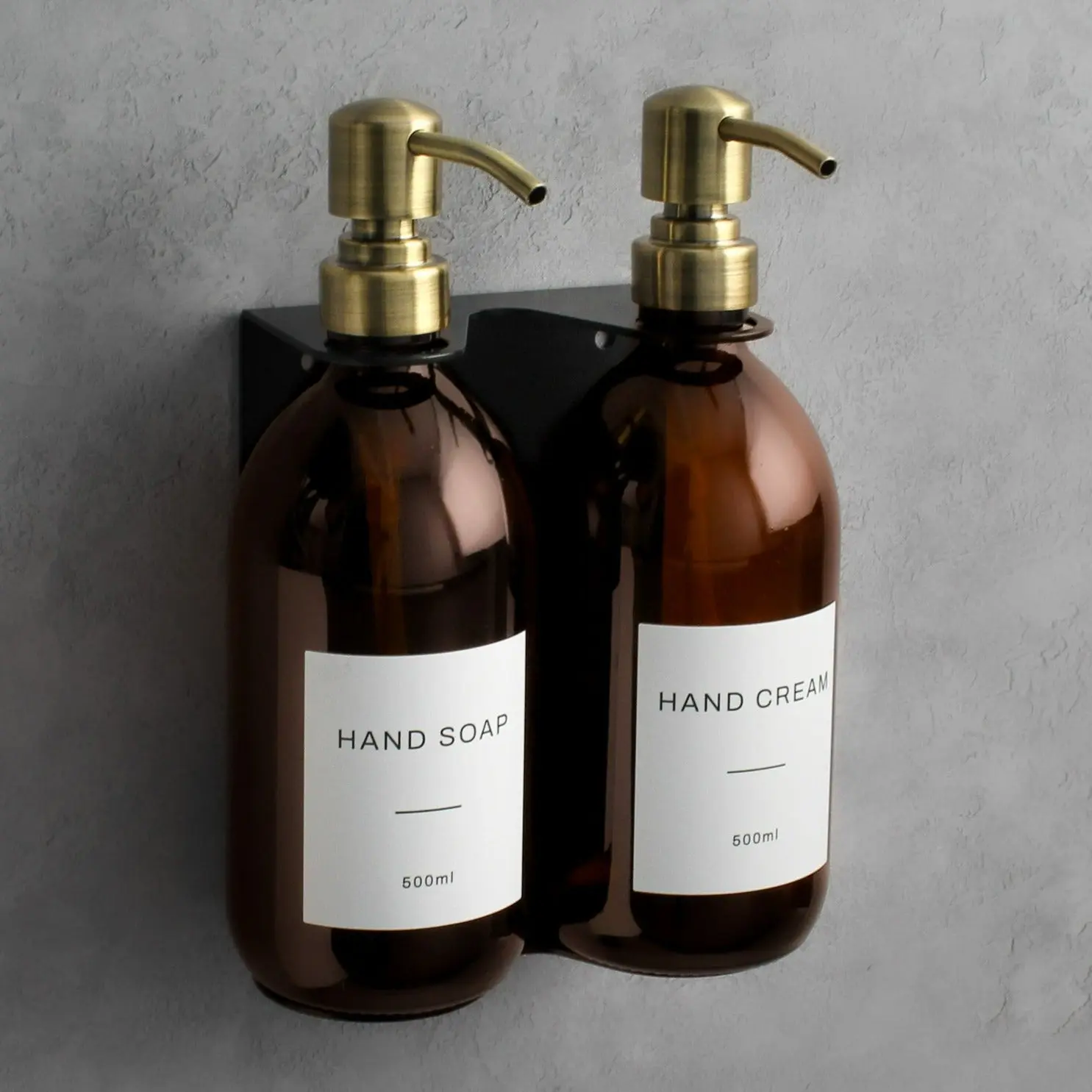 Black Wall Bracket & Amber Glass Dispenser Set - Image 6