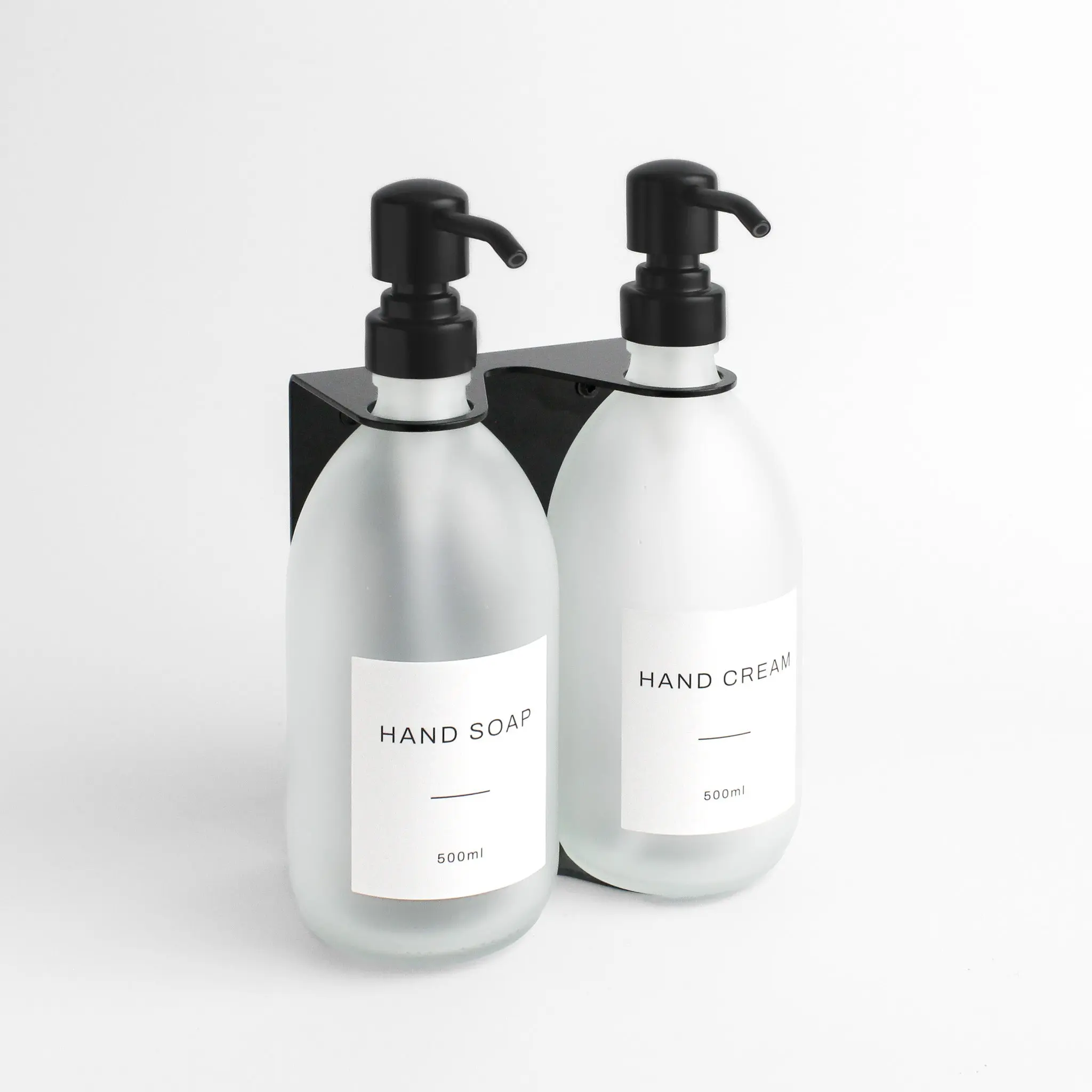 Black Wall Bracket & Frosted White Glass Dispenser Set