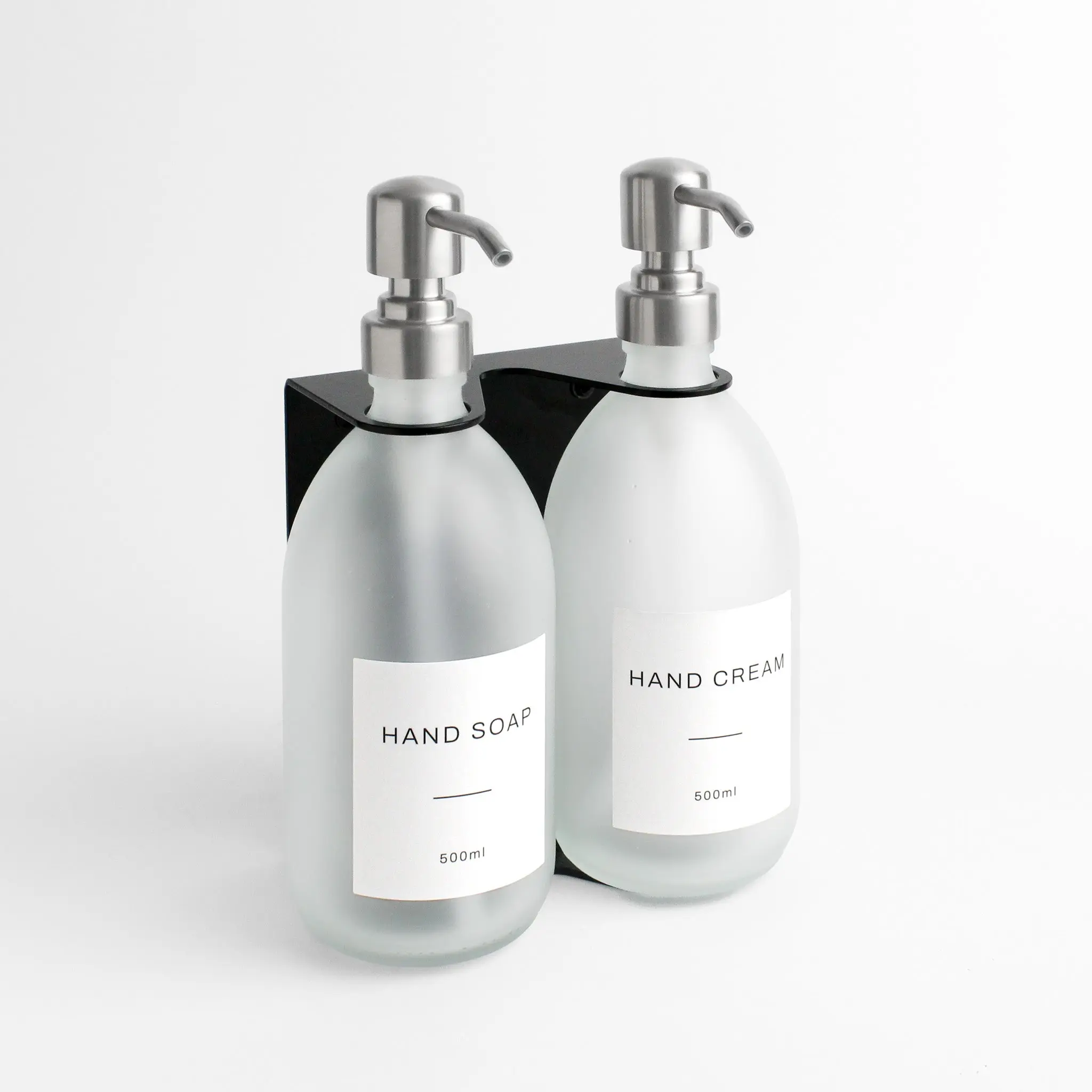 Black Wall Bracket & Frosted White Glass Dispenser Set - Image 11