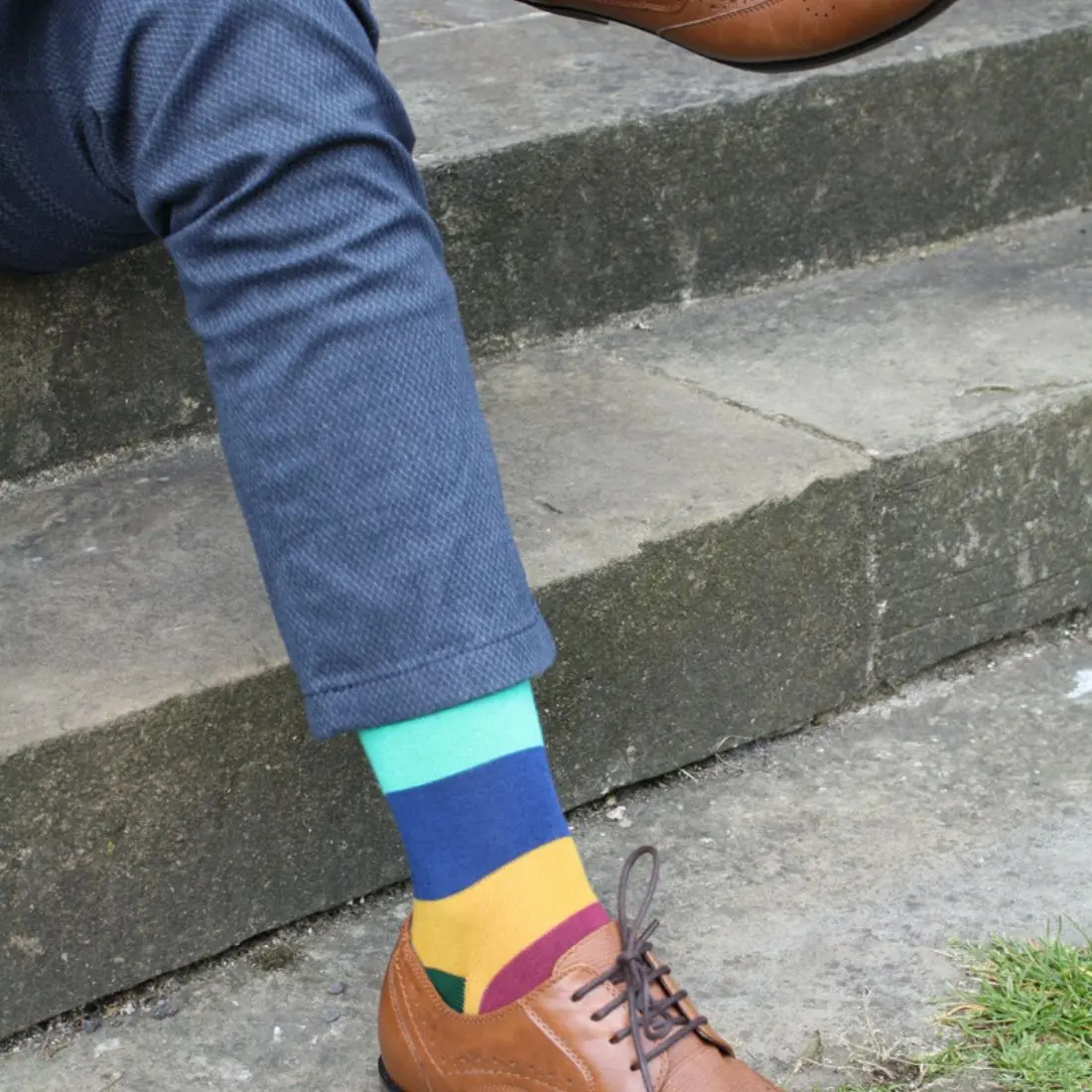 Block Striped Bamboo Socks - Image 2