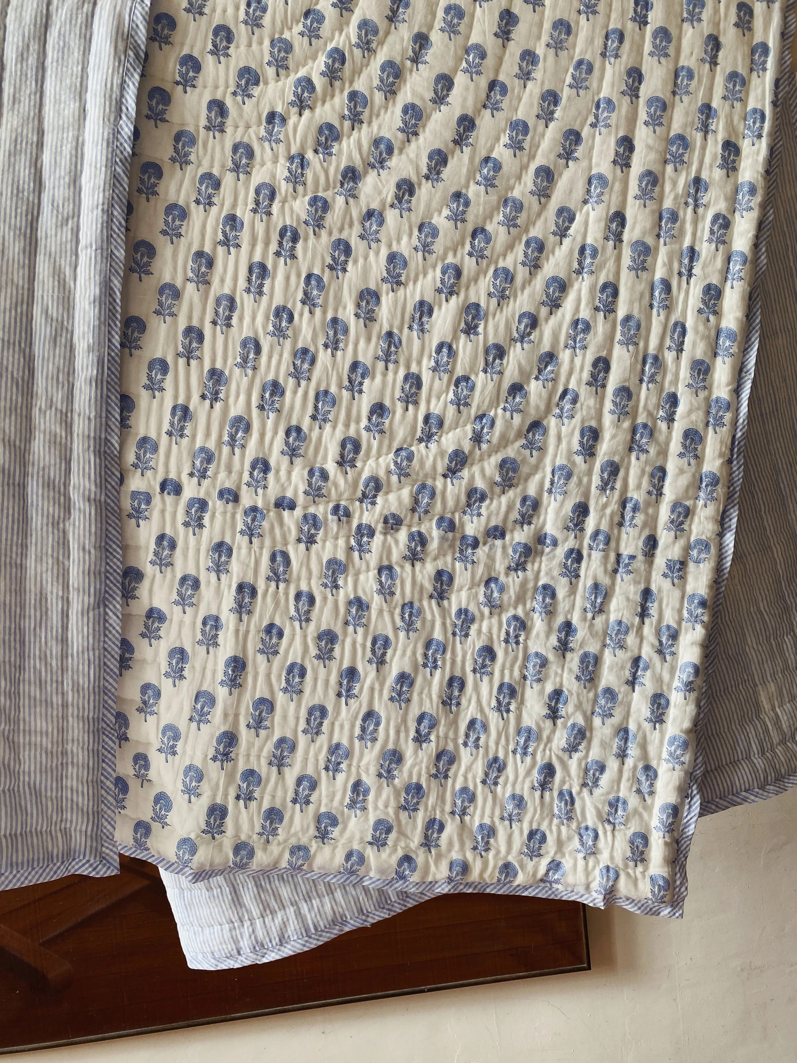Blue Butti and Stripe Quilt - Image 2
