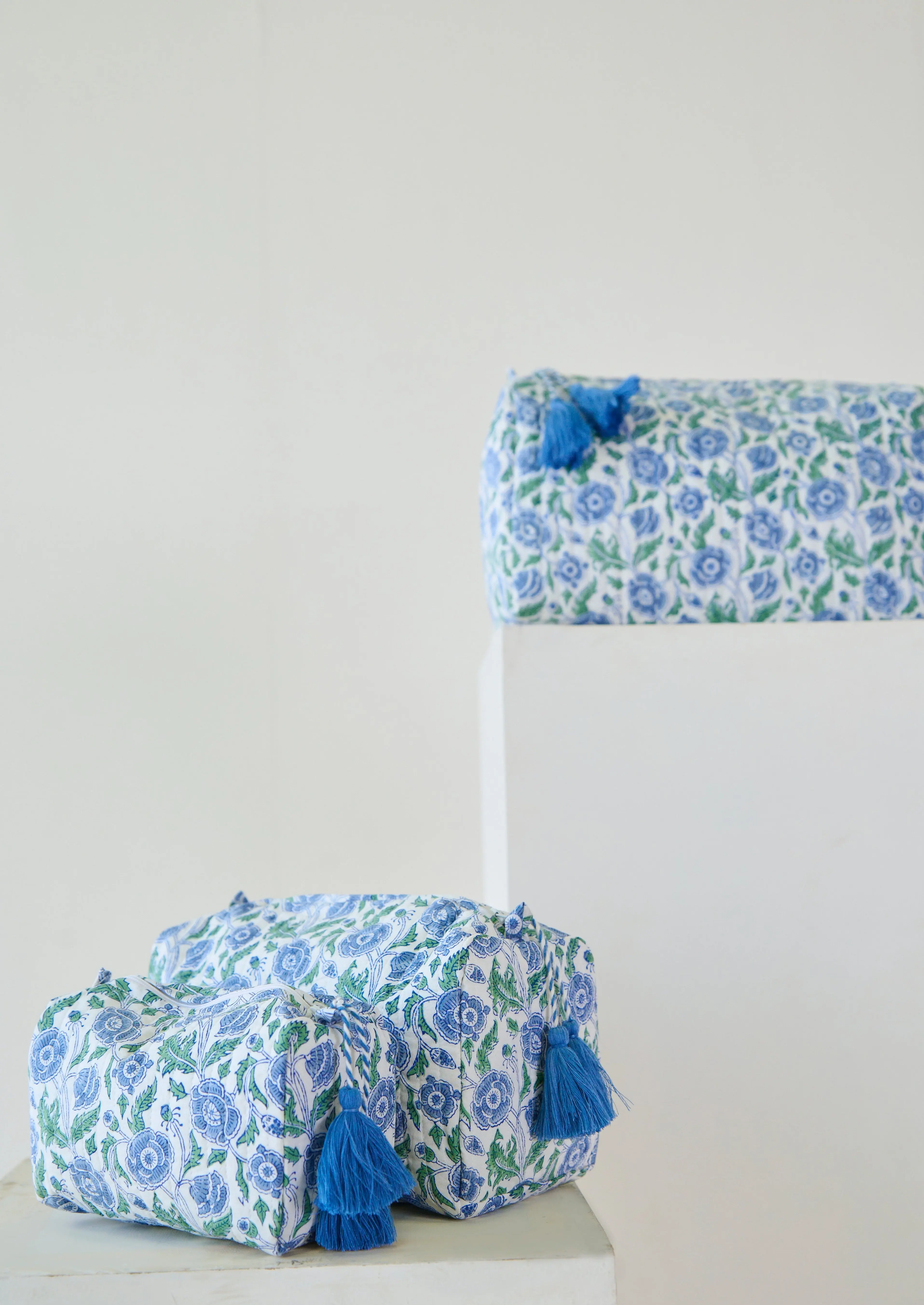 Blue Floral Organic Cotton Wash Bag