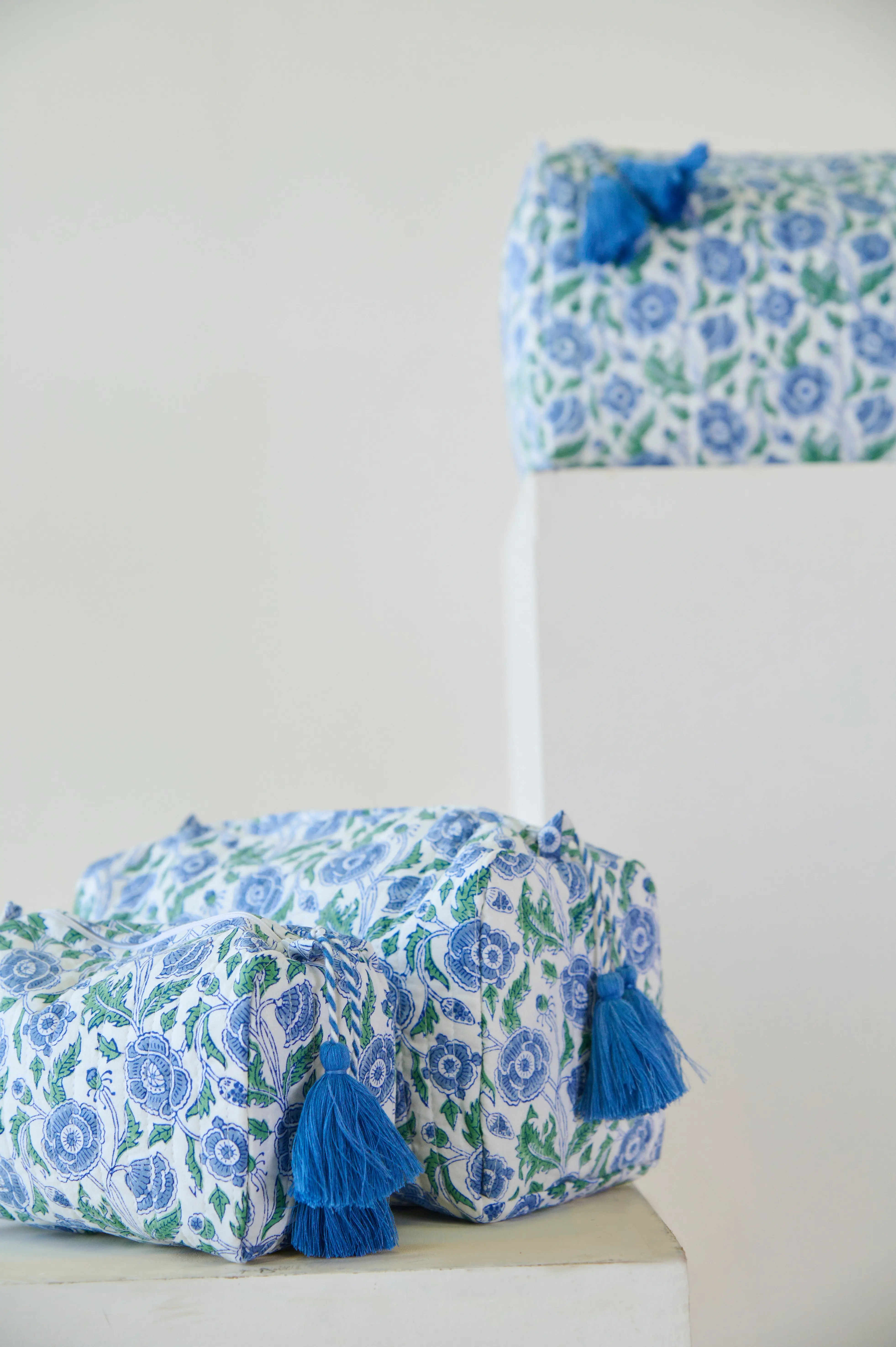 Blue Floral Organic Cotton Wash Bag - Image 3