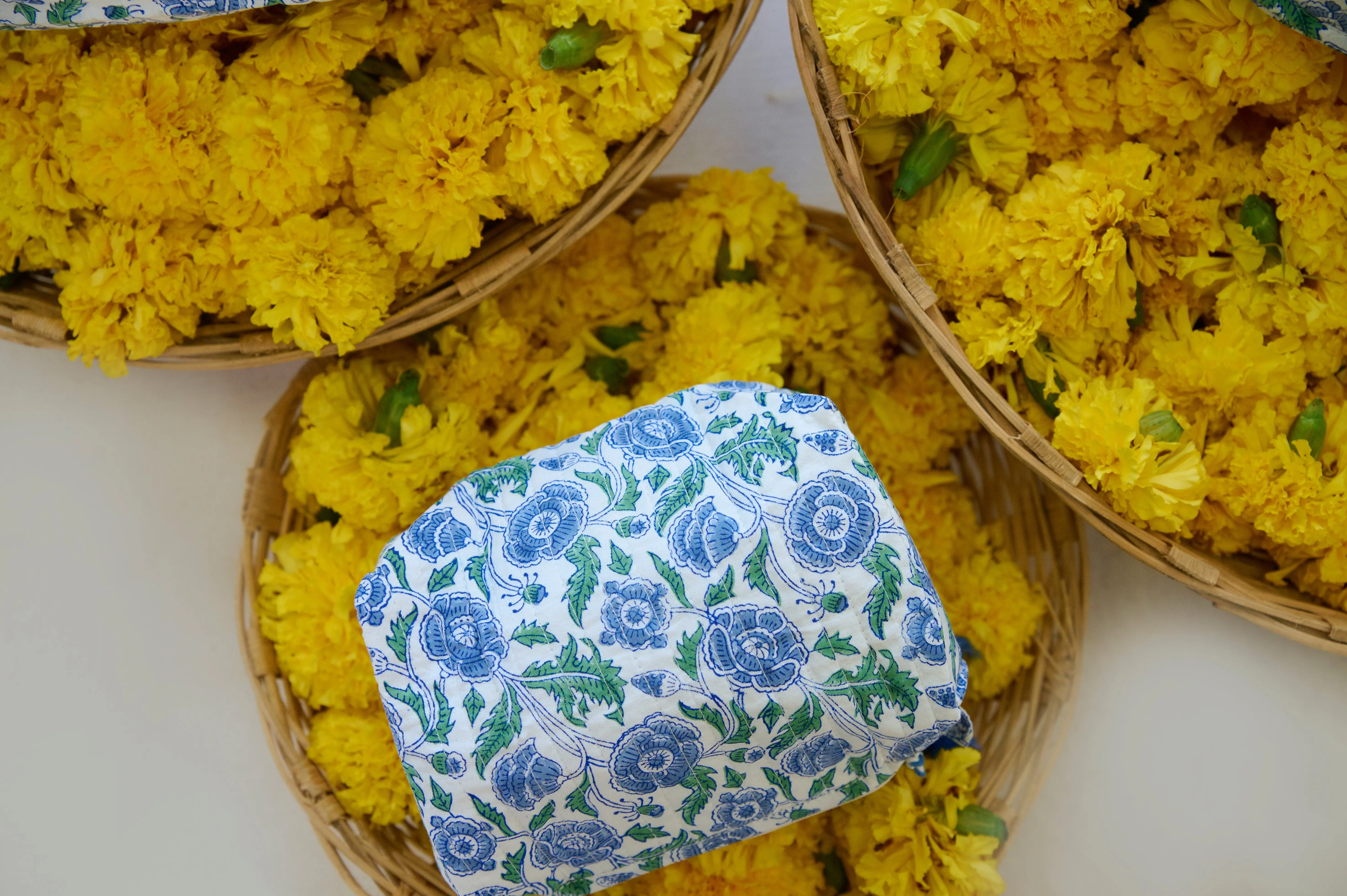 Blue Floral Organic Cotton Wash Bag - Image 5