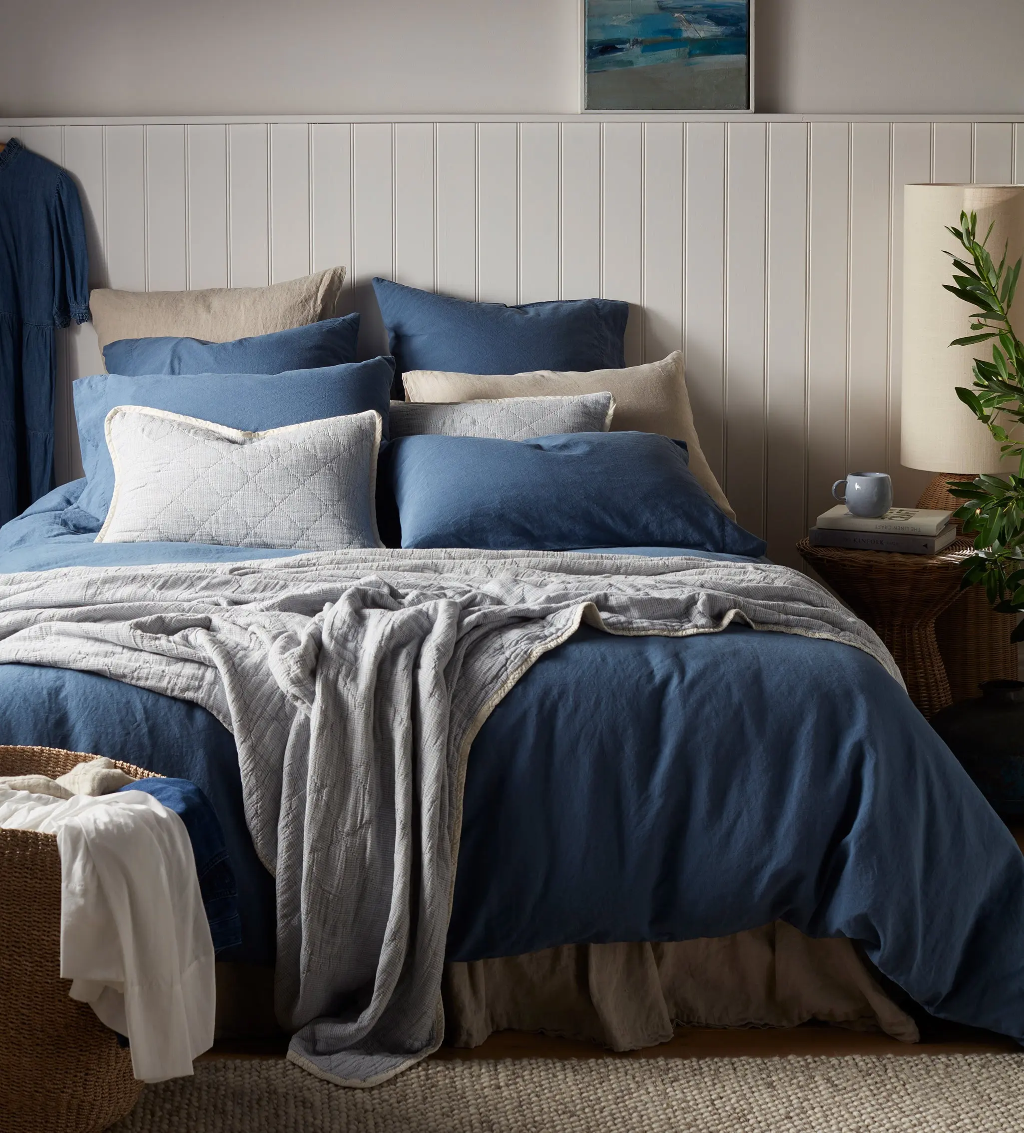 Blue Linen Blend Duvet Cover