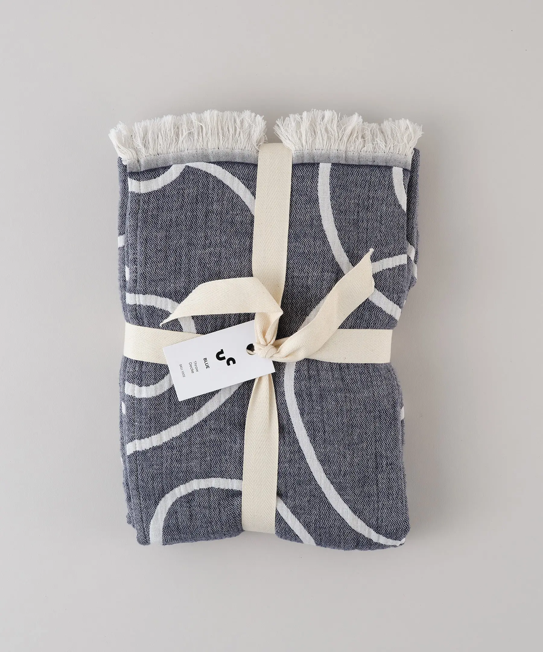 Blue Lines Cotton Throw Blanket - Image 3