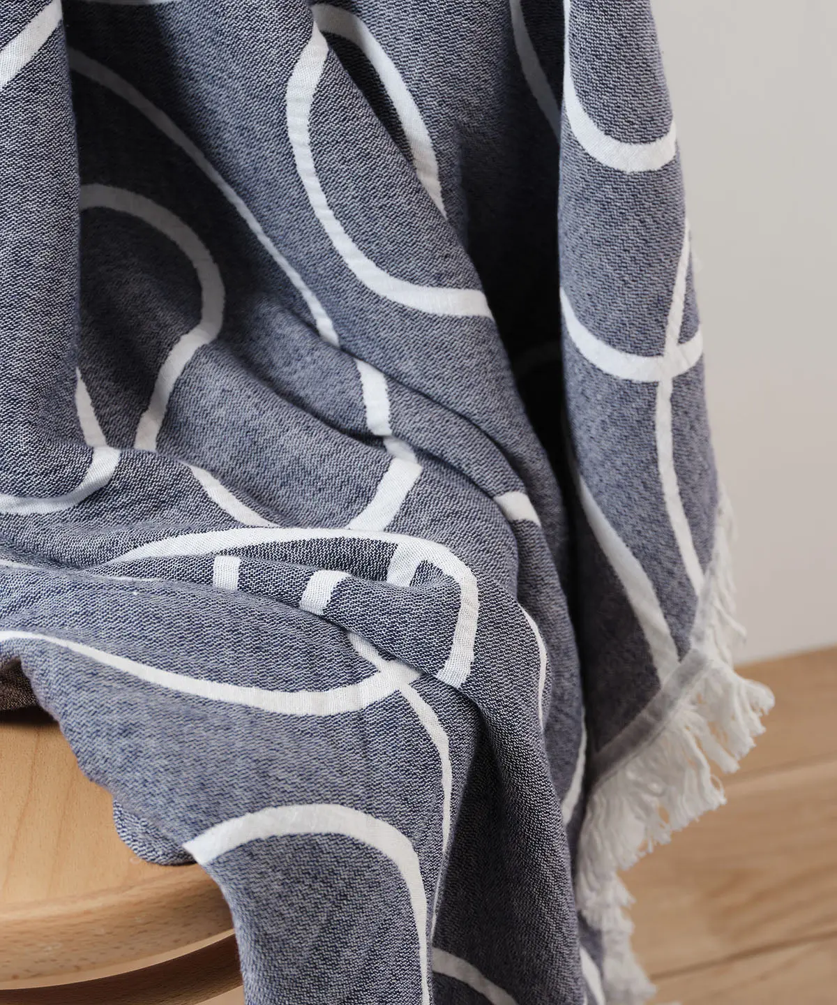 Blue Lines Cotton Throw Blanket - Image 5