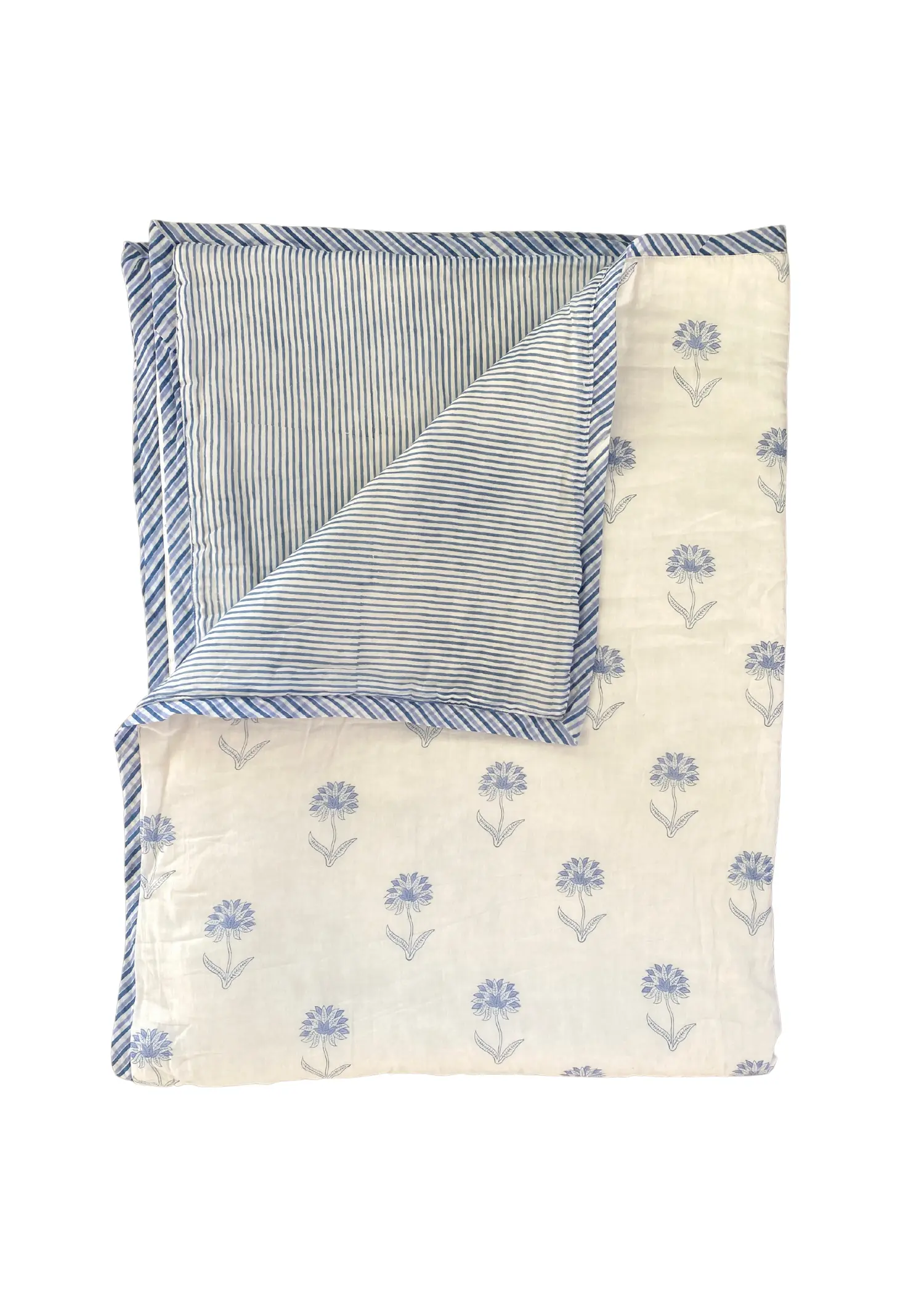 Blue Organic Cotton Toddler Quilt - Image 7