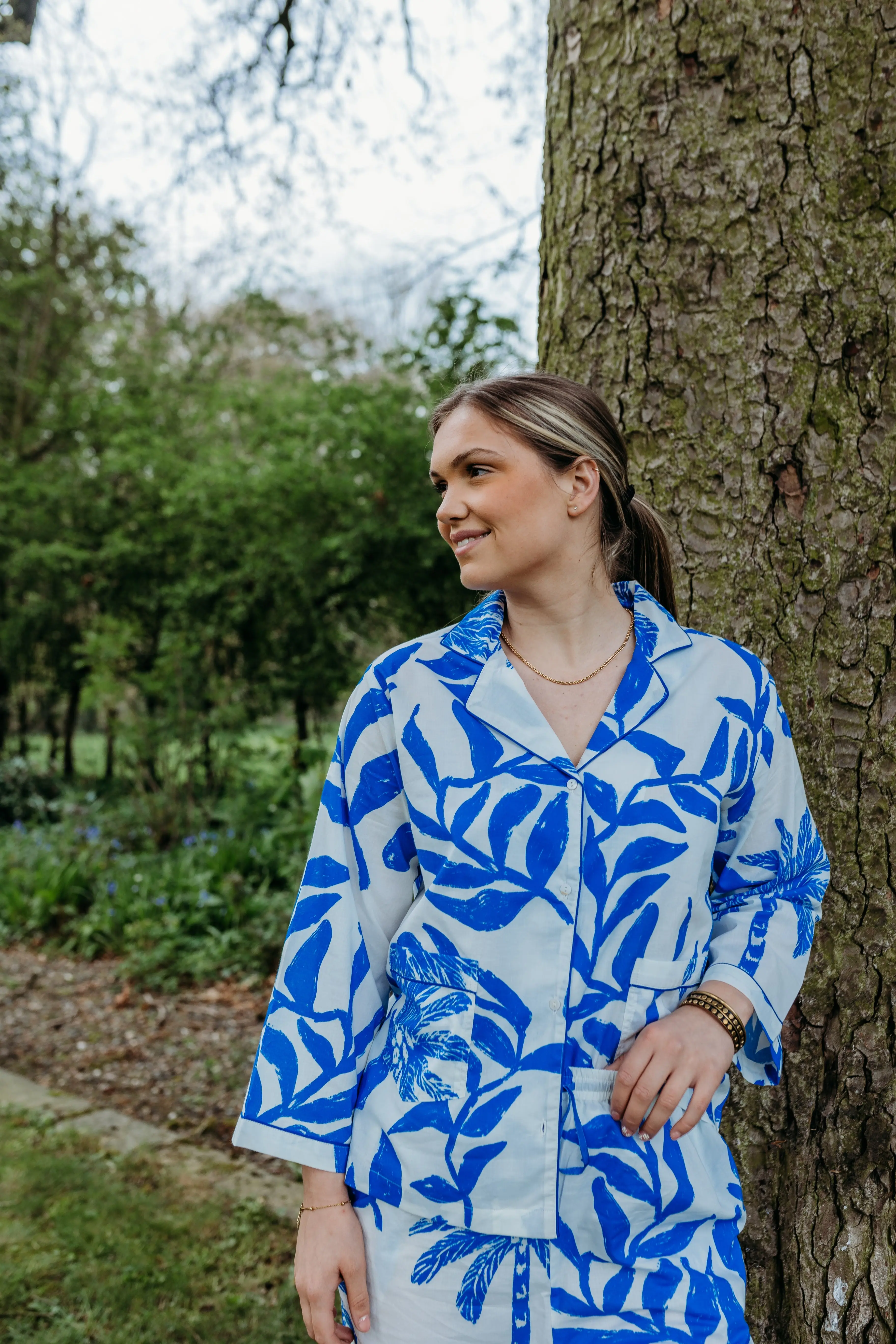 Blue Palm Tree Organic Cotton Pyjamas