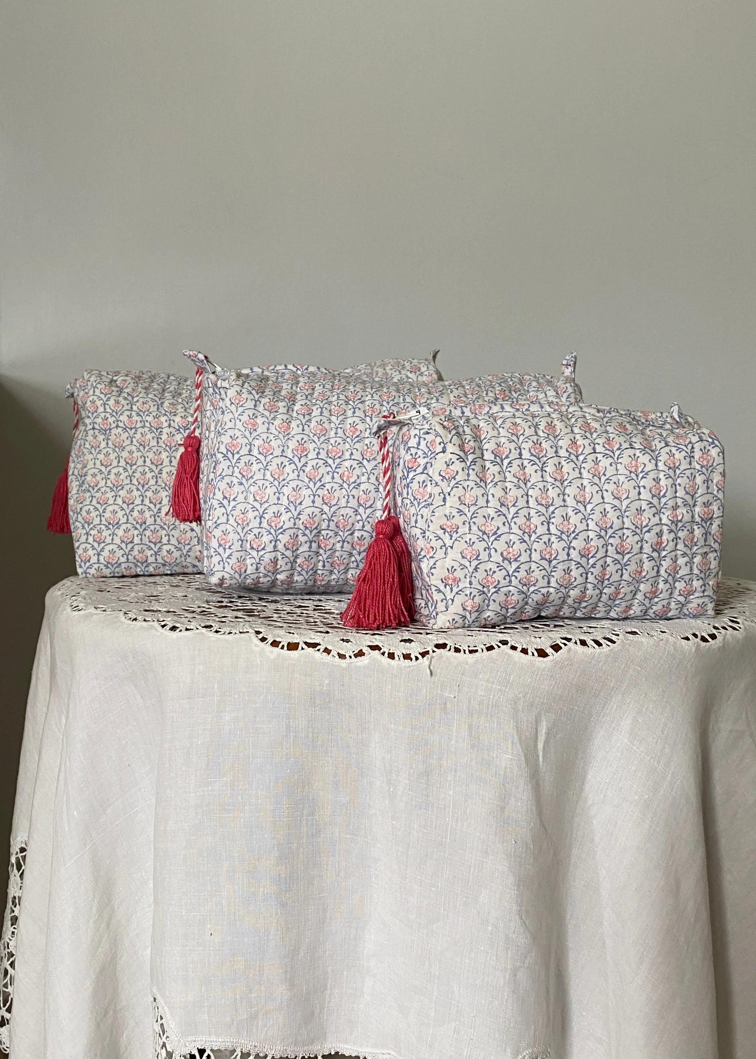 Blue / Pink Organic Cotton Wash Bag