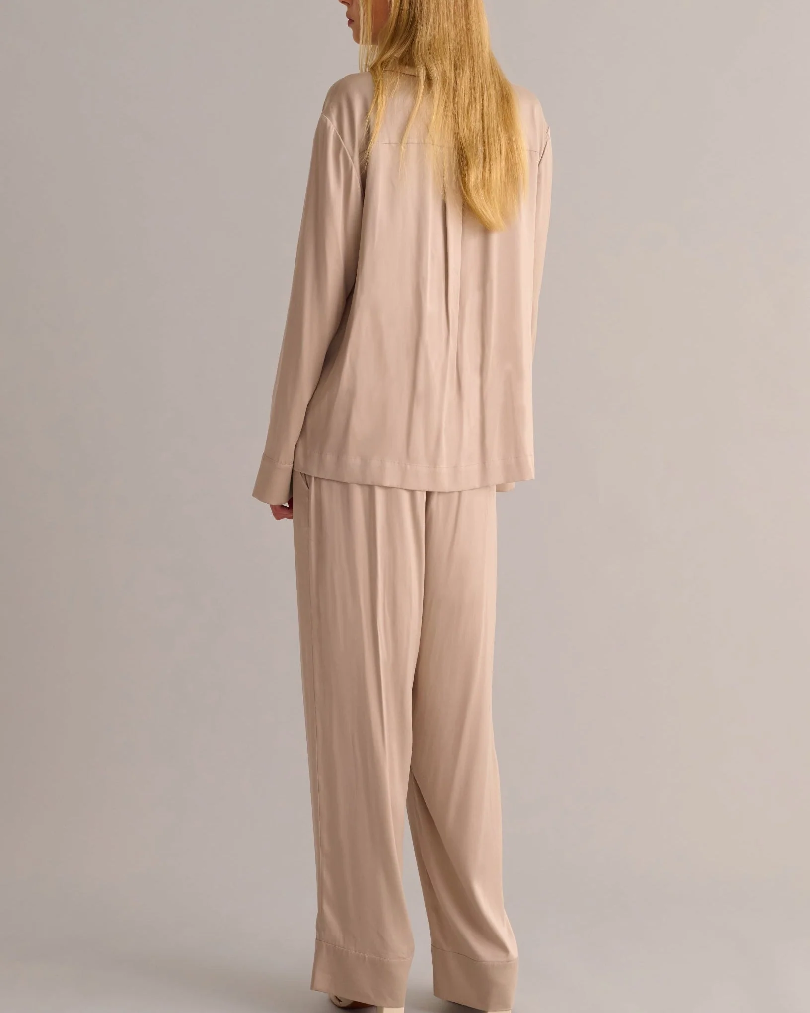 Blush Beige Classic Silk Pyjama Set - Image 6