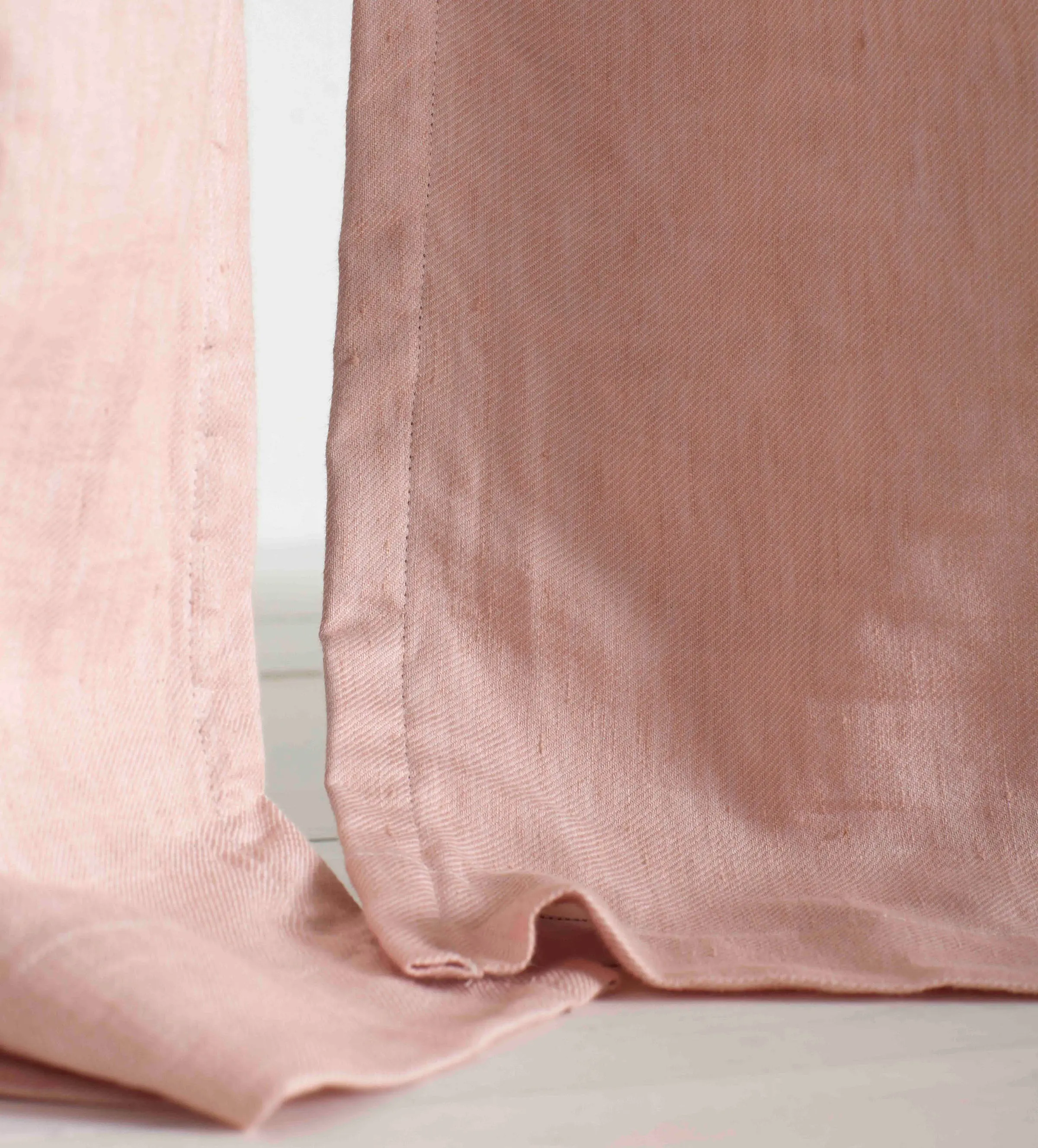 Blush Pink Twill Cotton Linen Blackout Pencil Pleat Curtains (Pair) - Image 2